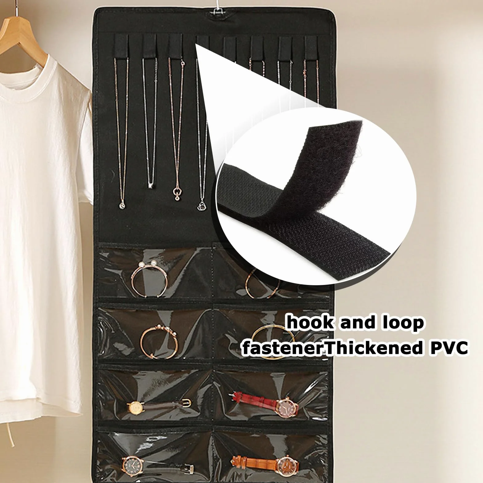 Organizer Gioielli Da Appendere 48 Tasche, Doppio Lato Porta Collane In Pvc Trasparente, Porta Gioielli Da Armadio Per Orecchini, Collane, Anelli, Bracciali