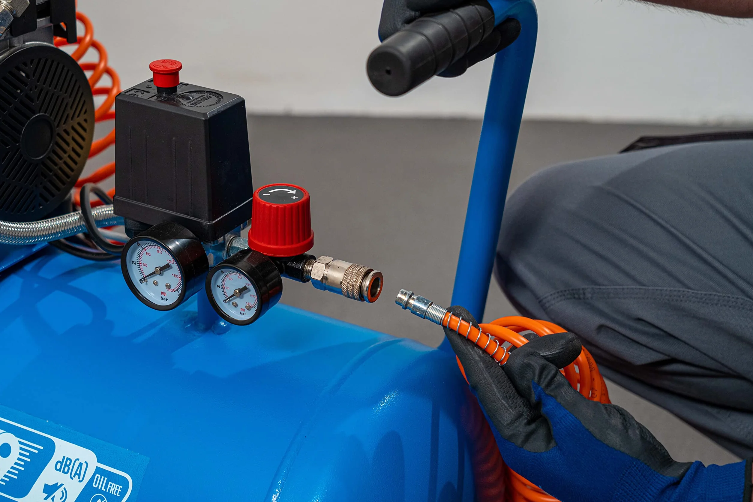 ABAC Compressore d'Aria Silenzioso EASE-AIR 50, Compressore Aria Oil-Free, Pressione Massima 8 Bar, Potenza 1 Hp, Serbatoio 50 Litri, Rumorosità 59 dB