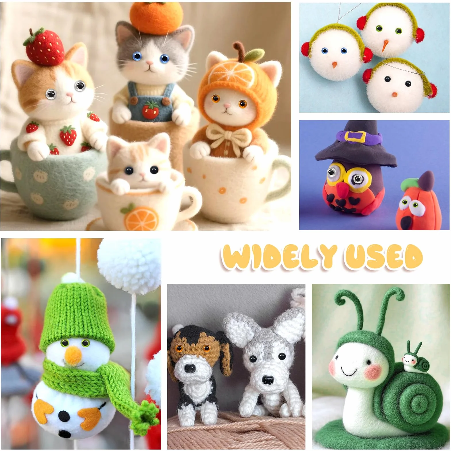 TOAOB 100 Pezzi Occhi Colorati di Sicurezza per Amigurumis 3 mm Occhi di Vetro per Animali all'Uncinetto Fai da Te Artigianato Lavoretti