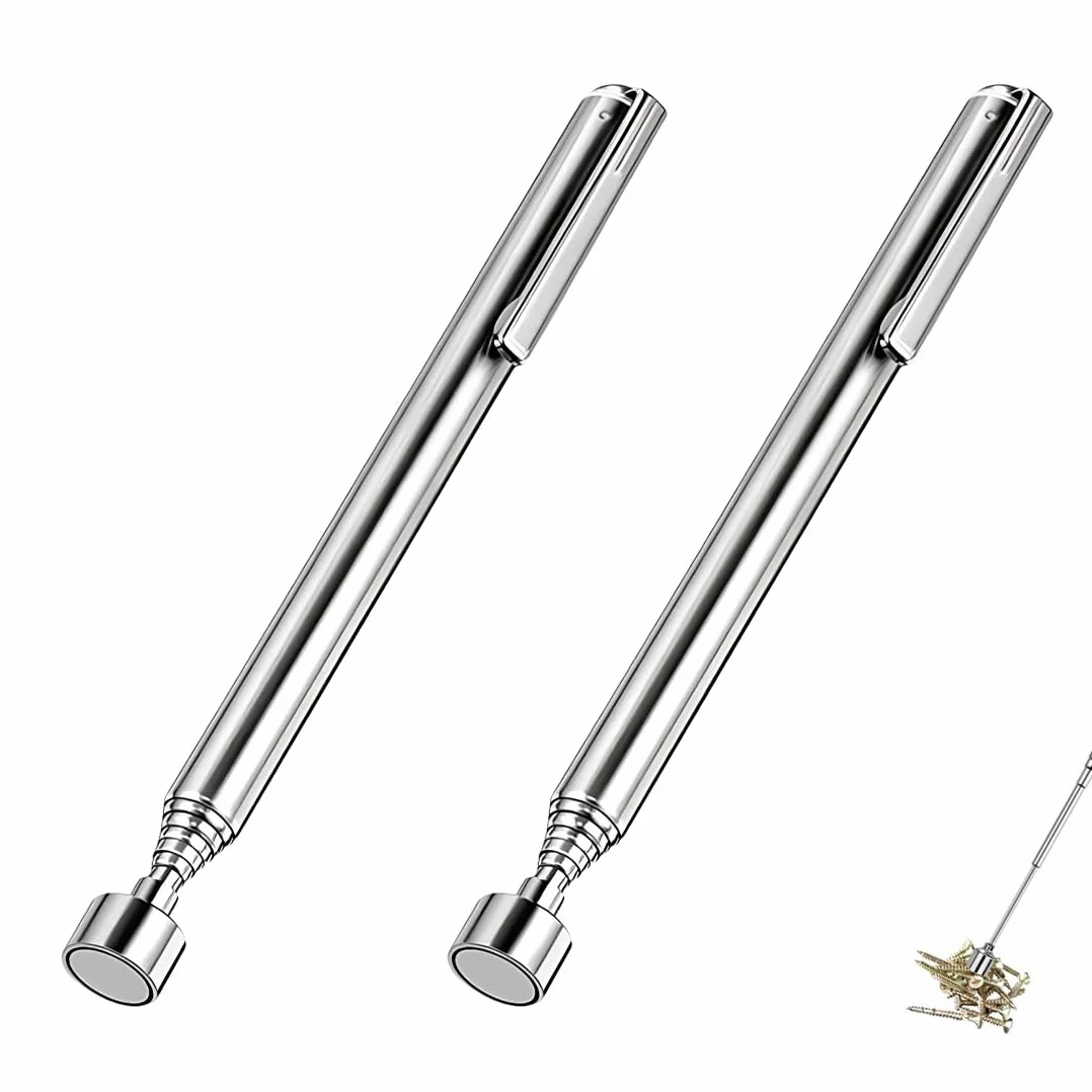 2pcs Barra Magnetica telescopica in Acciaio Inox Forte Magnete Chiavi Monete Viti Penne e Oggetti Metallici