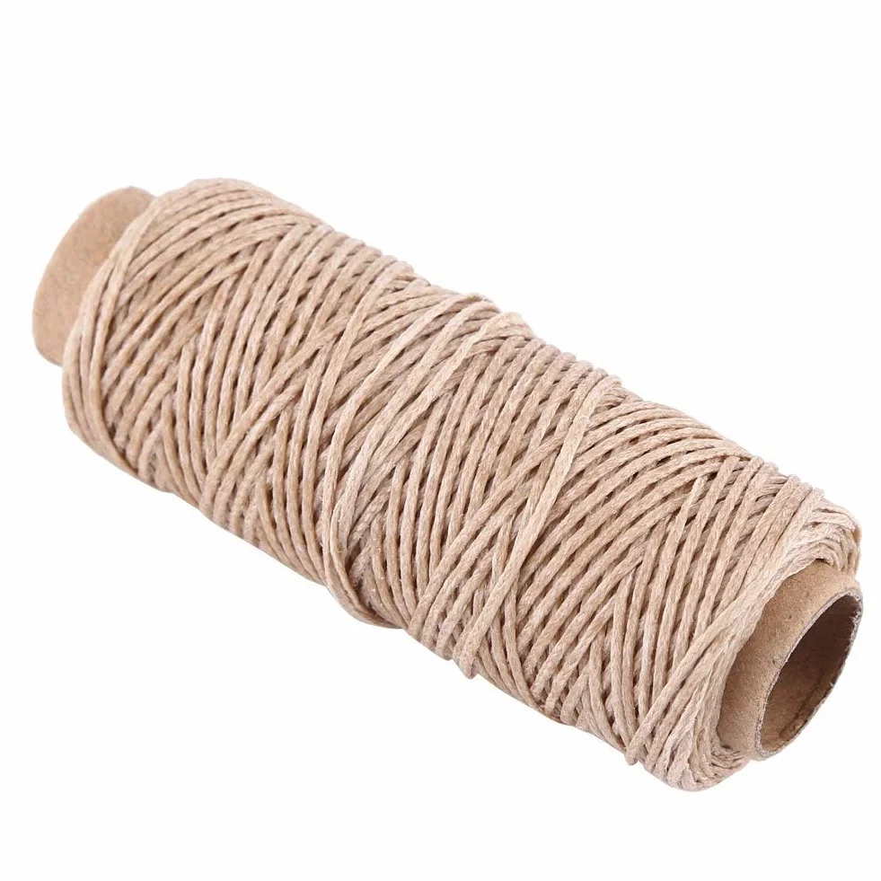 Filo cerato 2 pezzi, filo di cera spago cerato filo di lino cerato filato di pelle filo cerato per pelle filo di cera per cucire pelle 150D 50 m (Fibra di poliestere e cera 3)