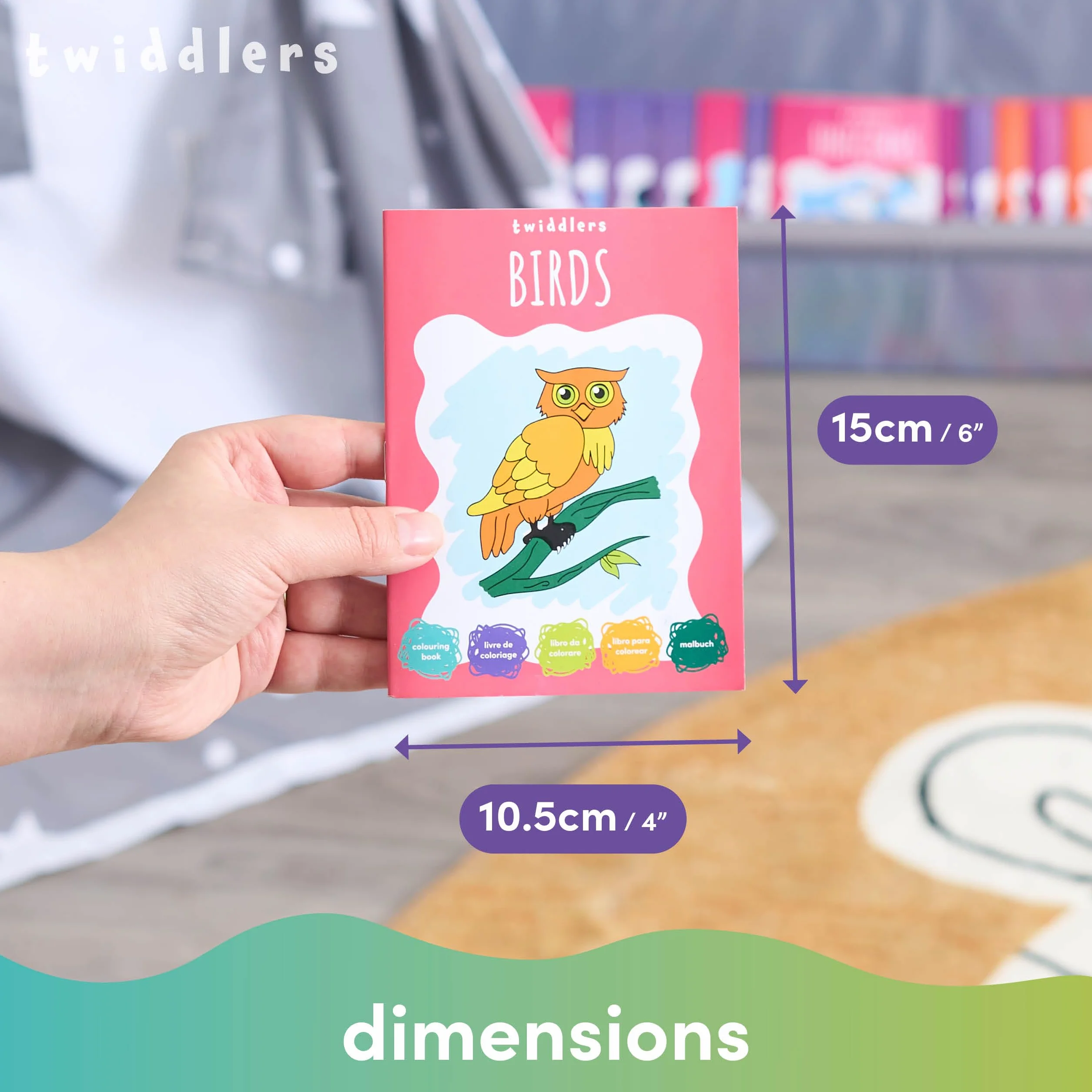 THE TWIDDLERS 24 Mini Libri da Colorare per Bambini A6, Disegni di Animali, Set Regalo Attività Artistiche