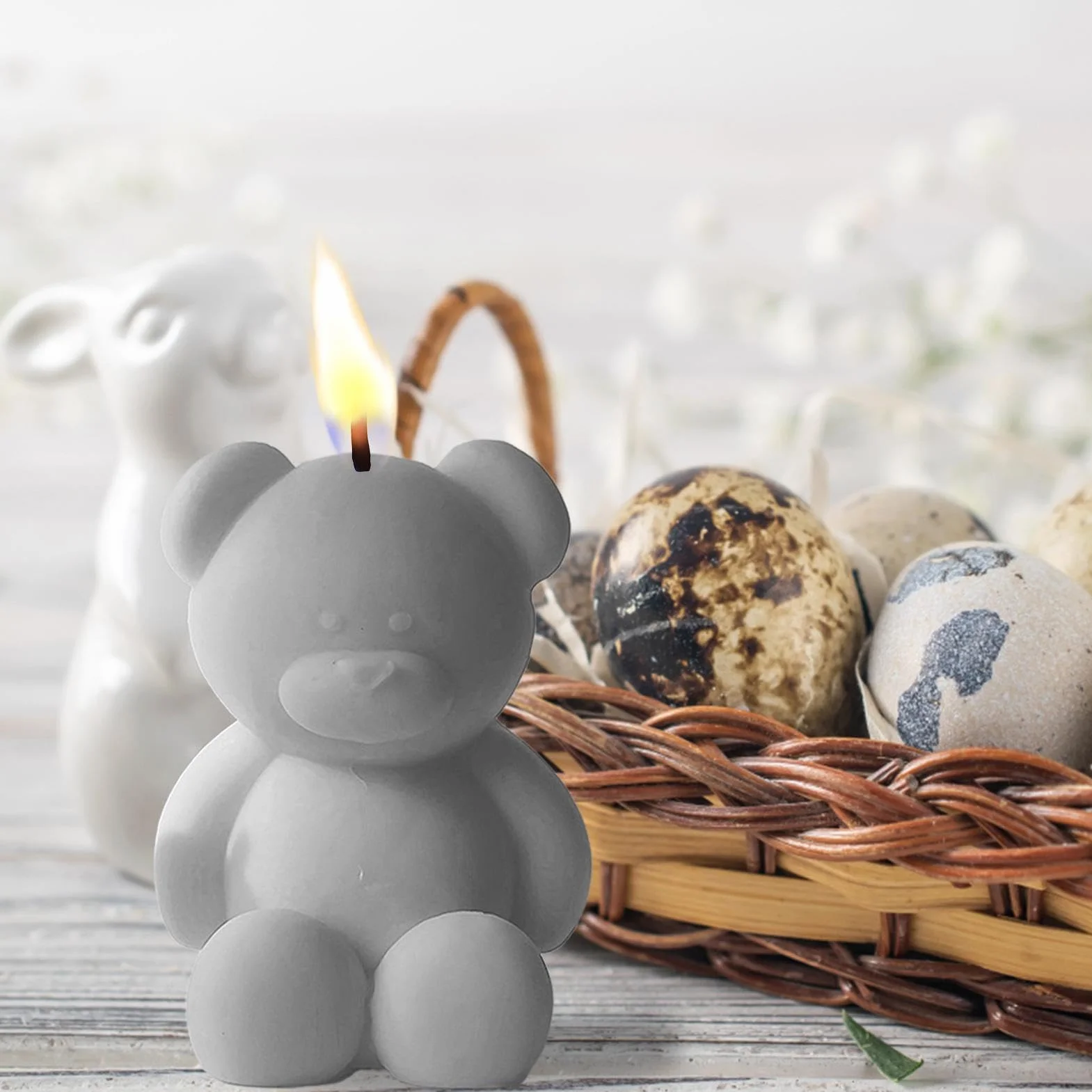 Stampo per candela a forma di orsacchiotto, in silicone, per candele profumate, sapone, resina