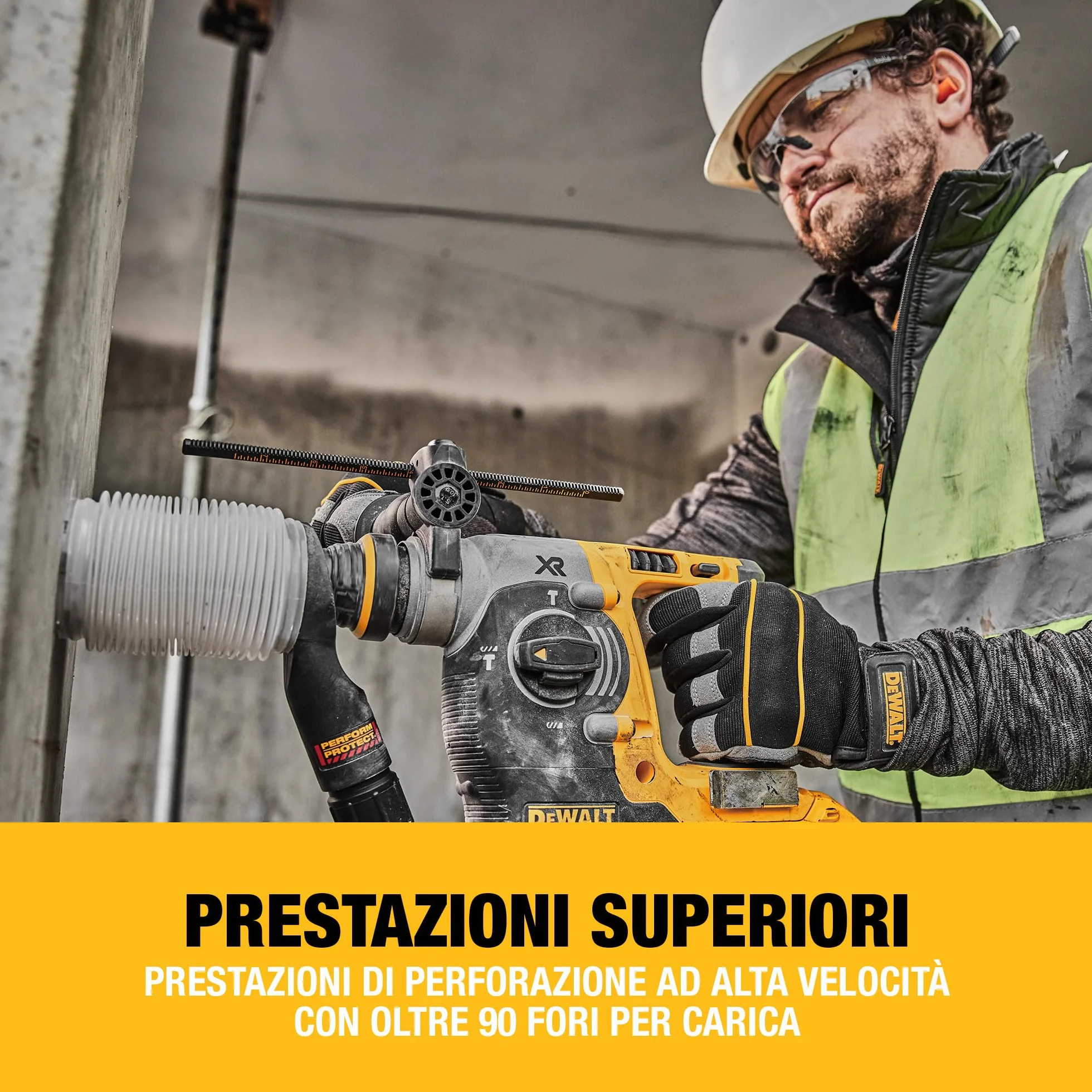 DEWALT 18V XR Trapano a Percussione Brushless 24mm SDS-Plus con 2 batterie da 5Ah, Caricabatterie Multi-Voltaggio XR e Kitbox TSTAK Heavy Duty, DCH273P2T-QW