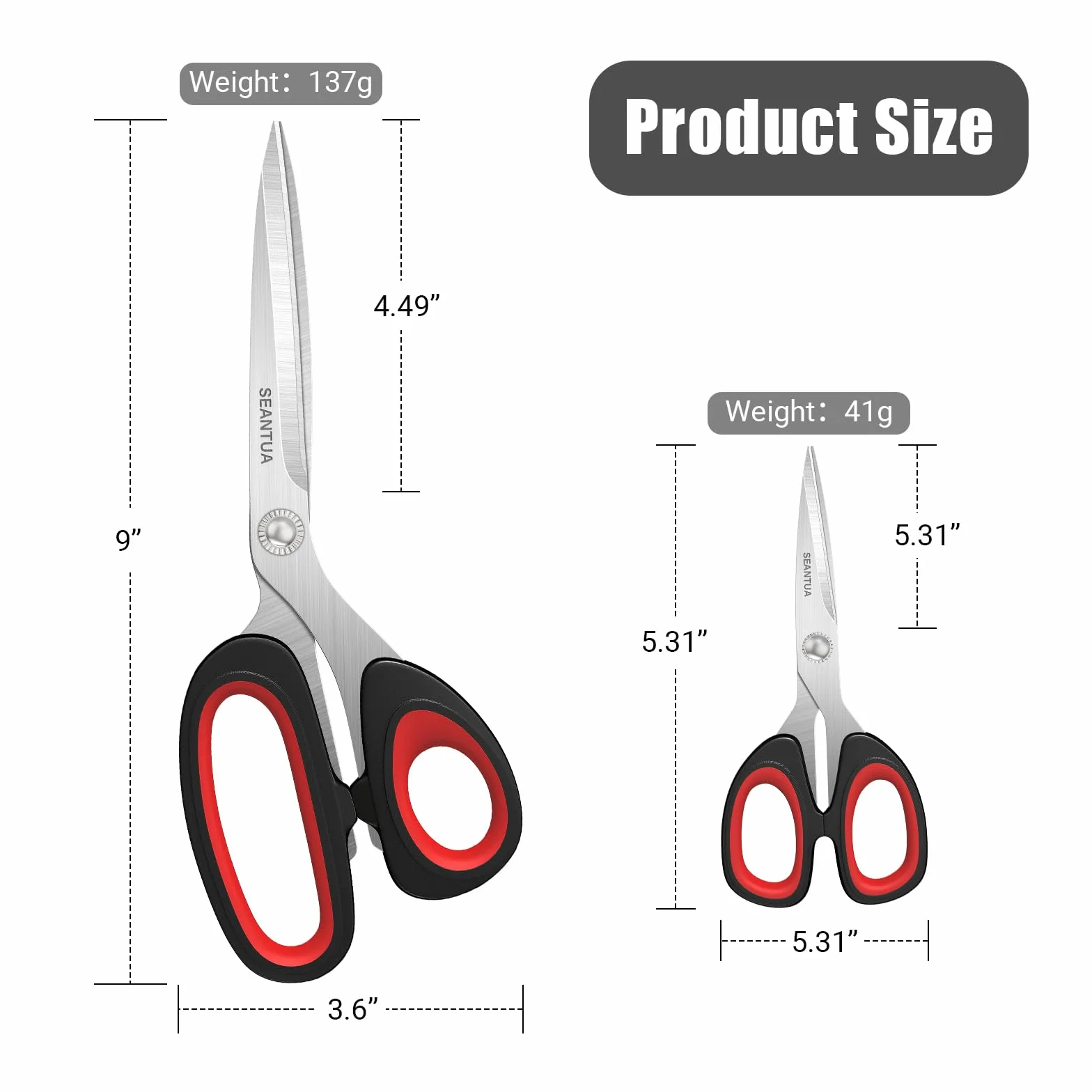 Forbici da Sarta Professionali, 23 cm/ 13cm Forbici Sarta per Uso Intensivo, Lame Affilate in Acciaio Inossidabile, Impugnatura Ergonomica, Scissors Multiuso per Carta, Tessuto, Feltro, Seta