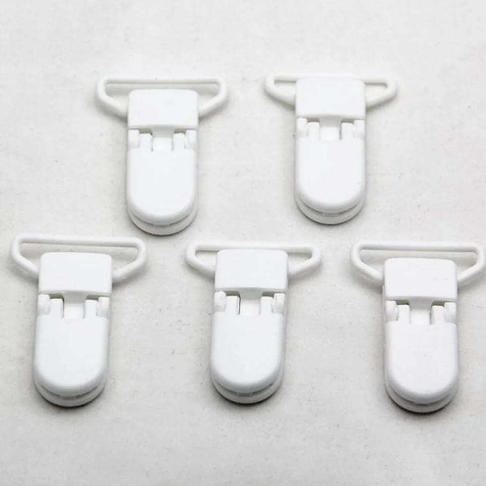 10 pezzi riutilizzabili in plastica distintivi clip per bambini manichino ciuccio clip per bambini giocattoli per artigianato bianco Durability