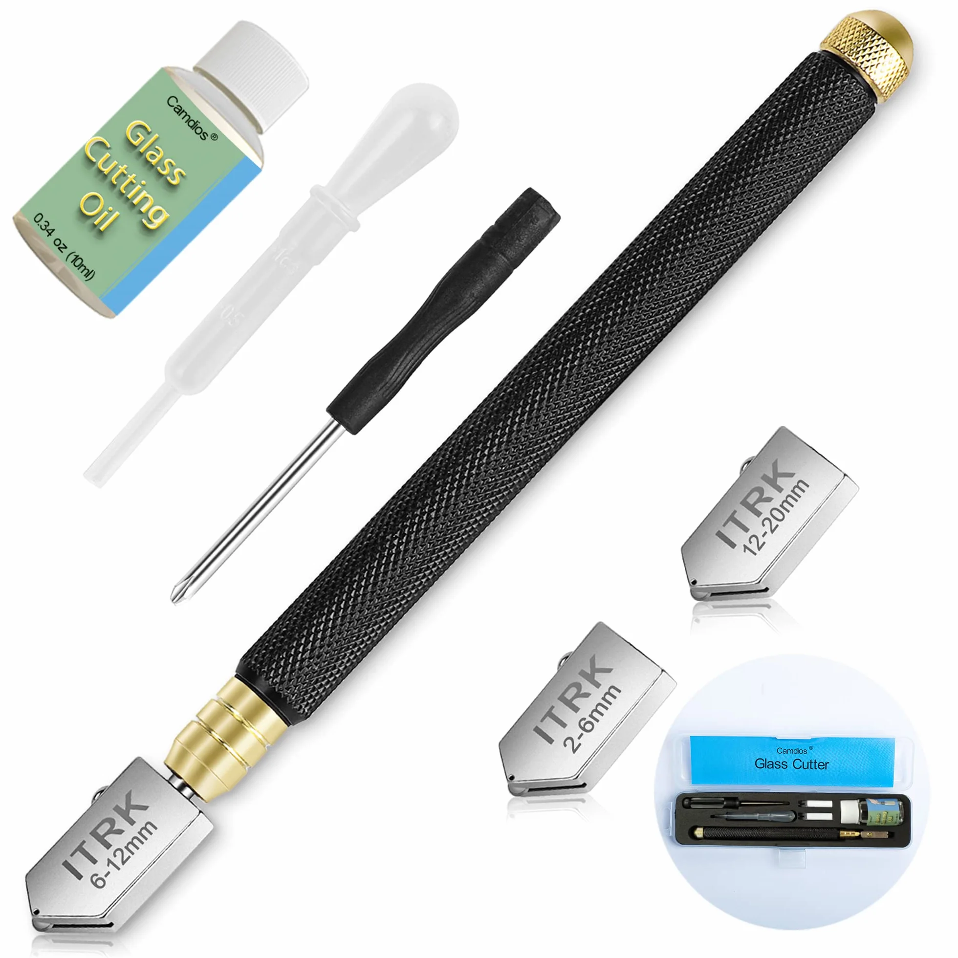 Taglierina per vetro da 2-20 mm, con olio per tagliare il vetro, con punta al carburo a matita oleata per il taglio di specchi, piastrelle e mosaici.