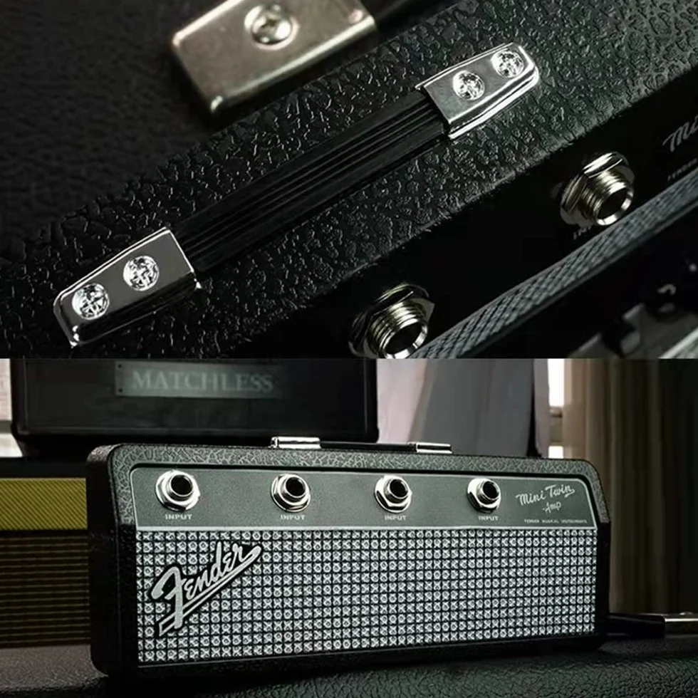 Portachiavi da Parete Retrò con 4 Spine per Chitarra, Nero