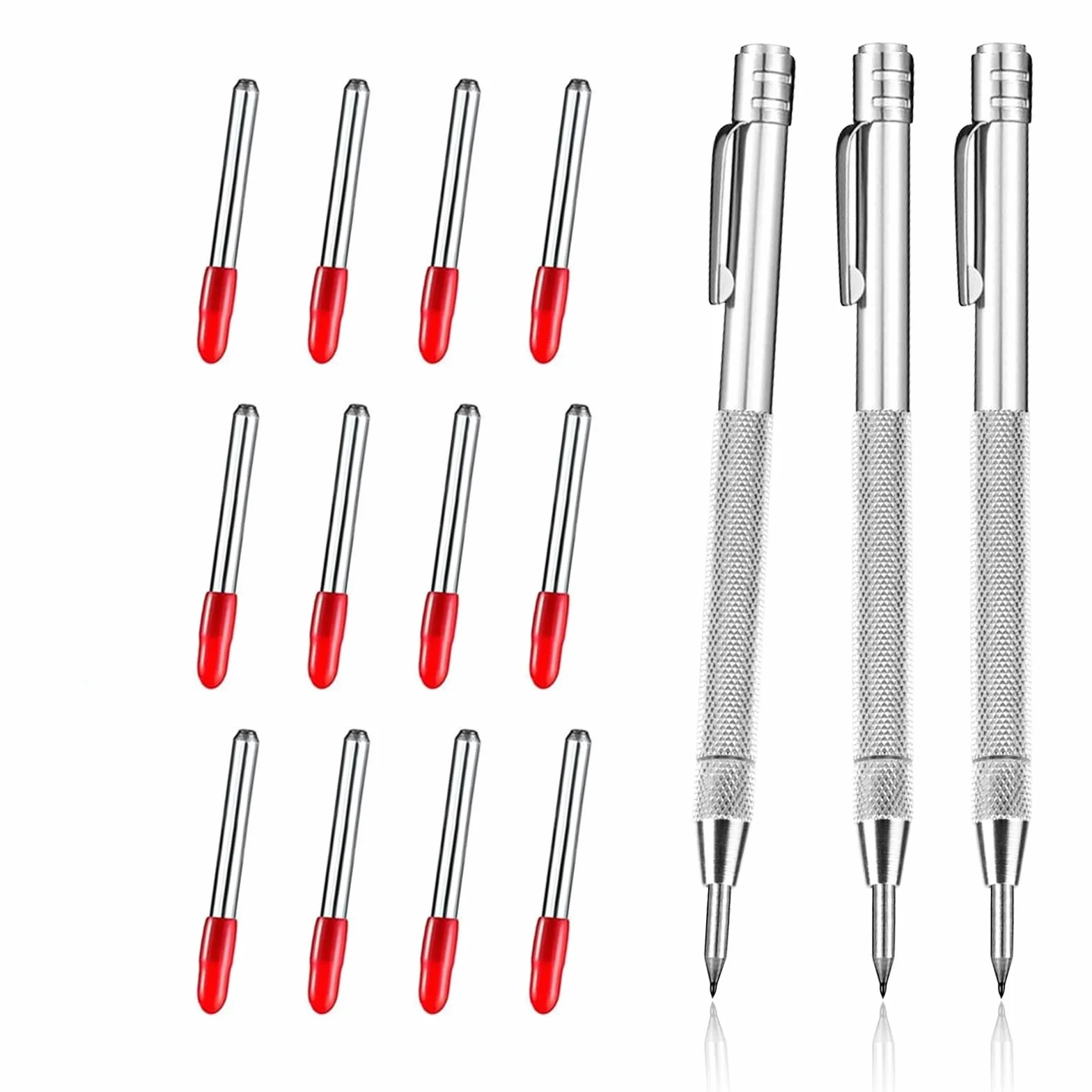 3pz carburo di tungsteno punta Scriber, con 12 Punte di Penna Aggiuntive,Tungsteno Carburo Punta Scriber per Scrivere su Legno, Acciaio e Vetro