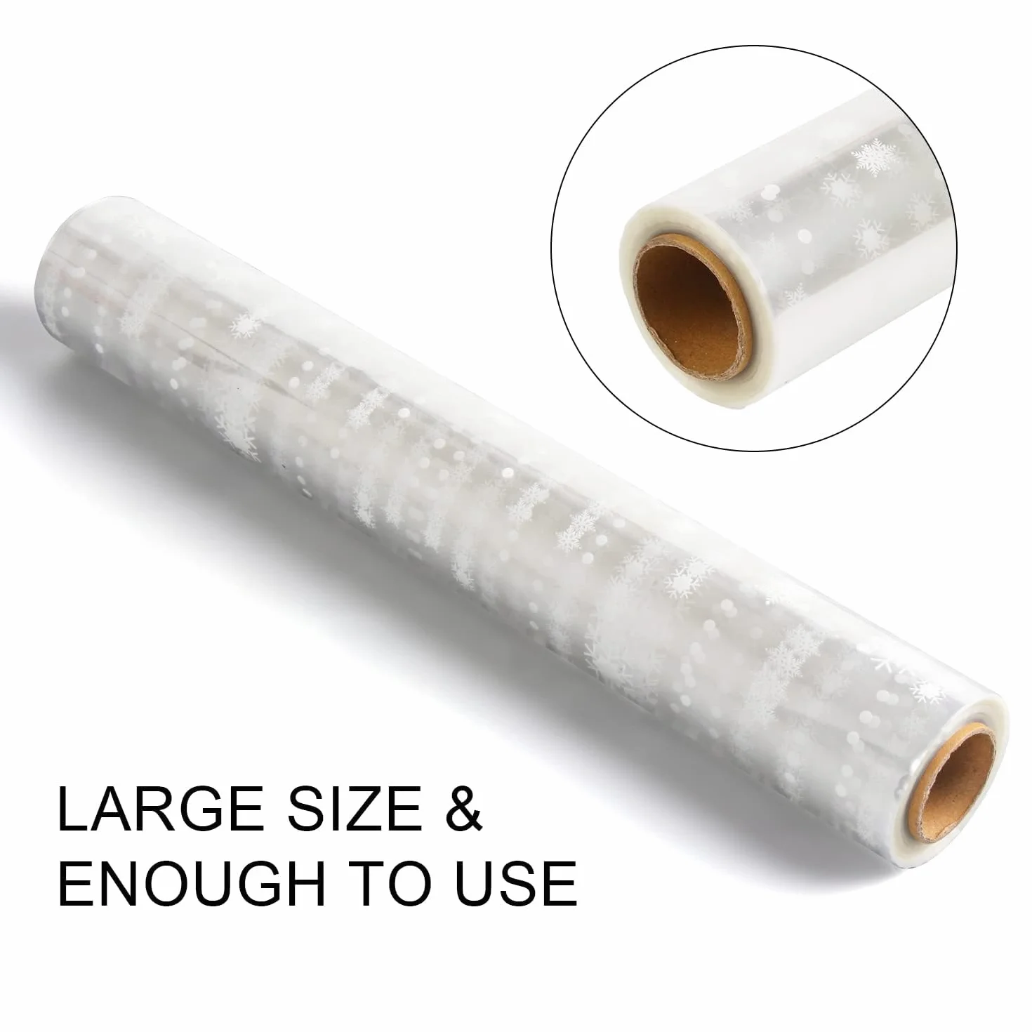 SULOLI Carta Trasparente per Confezioni,80 cm x 30 m Cellophane Trasparenti,Rotolo Carta Regalo Fiocchi di Neve per Cesti,Imballaggio di Natale