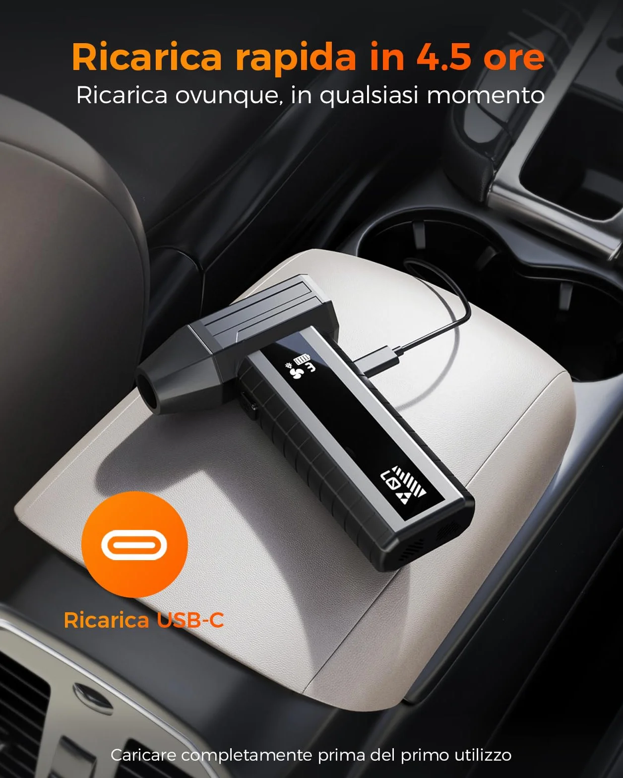 Soffiatore a Batteria – Mini Soffiatore Aria Compressa 200.000 giri/min, 10.500 mAh, per Pulizia PC & Tastiera, LED, Display Intelligente, Ricarica USB-C