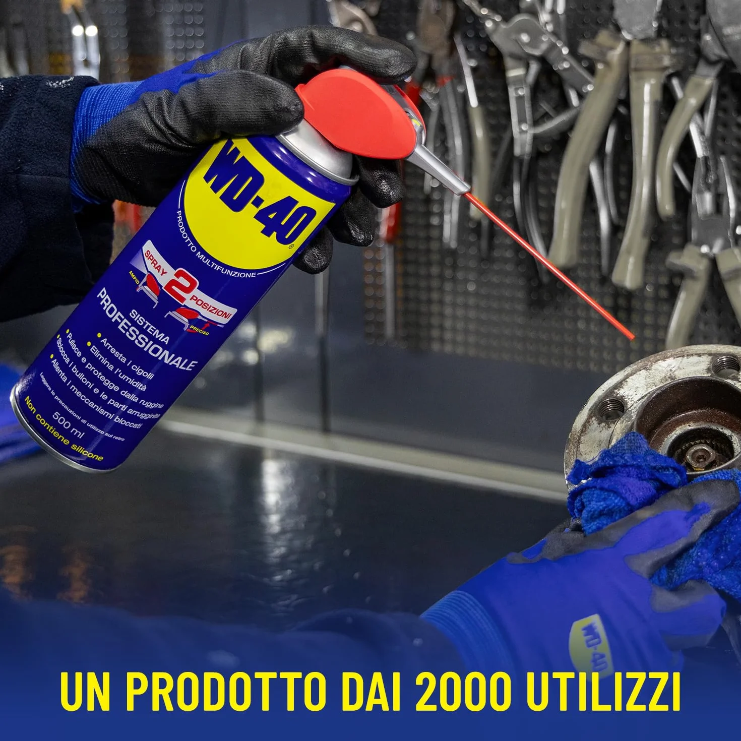 WD-40 Lubrificante Spray Multifunzione 500 ml - Sbloccante Antiruggine Idrorepellente per Metalli Plastica Gomma - Formula Professionale Senza Silicone - Casa Auto Bici Fai da Te