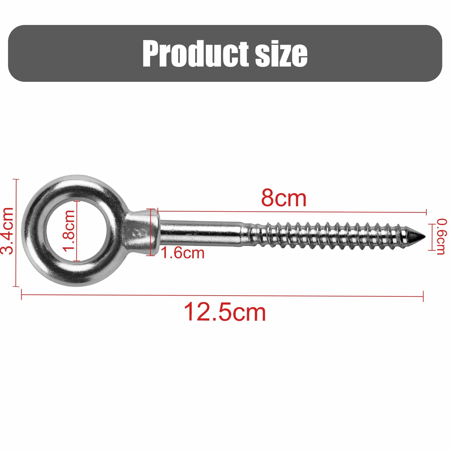 LALAGO 12 PC. Bullone a occhiello, Golfari M8 x 80 mm in acciaio inox 304, Ganci a vite Golfari M8, Bulloni di Vite