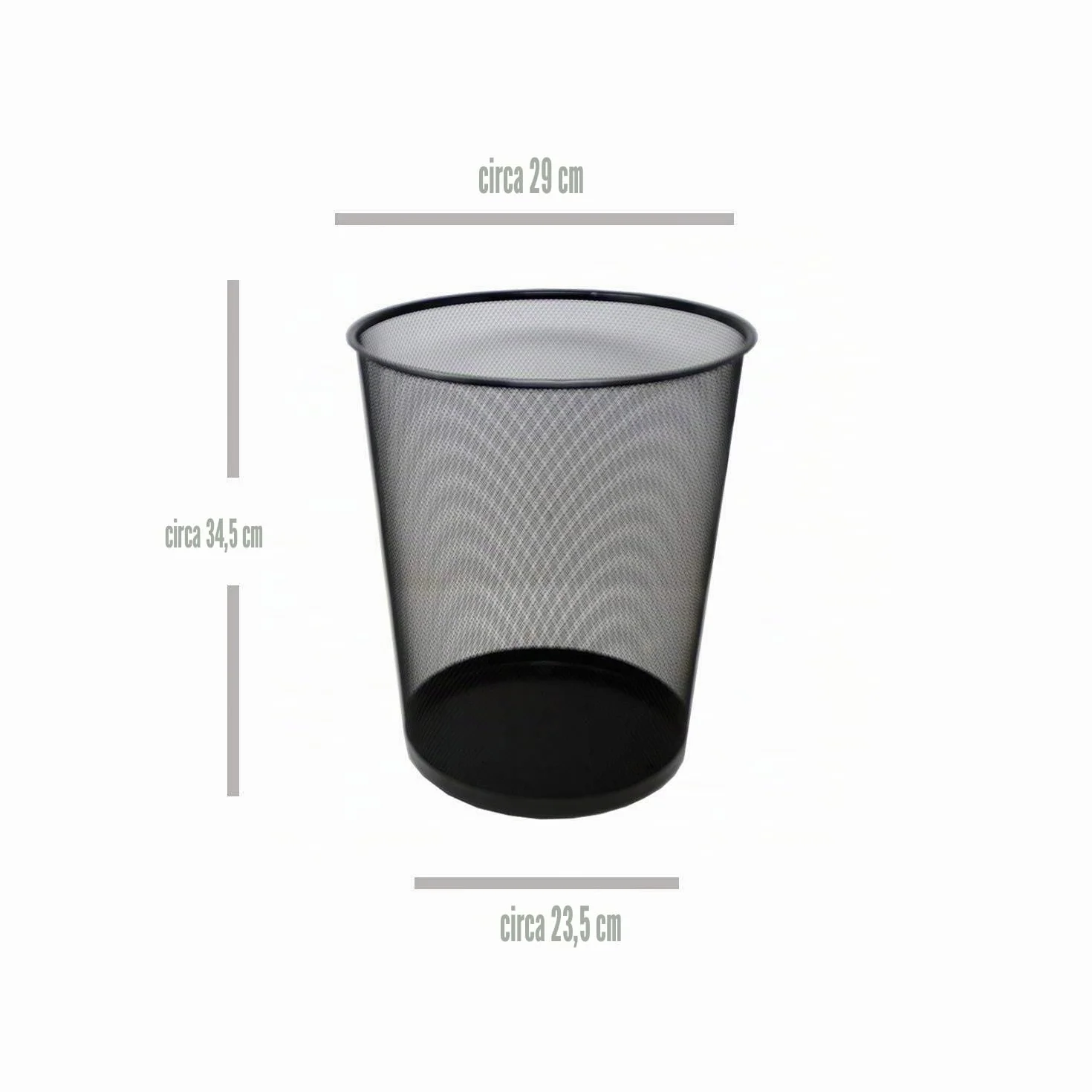 Druline Gettacarte Metallo Pattumiera Ufficio 19 Lt. Ø 29,5 Altezza cm 35 Cm - nero, 1x