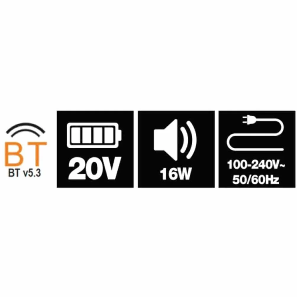 Beta 1989RCB – Radio da cantiere 20 V, radio digitale DAB/FM, Bluetooth 5.3, IP54, altoparlanti stereo 16W, alimentazione batteria o cavo