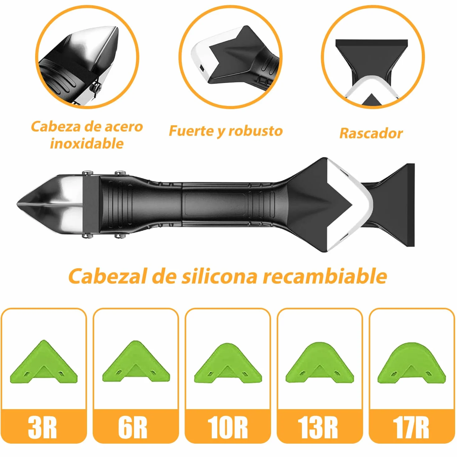 FOLAI Spatola per Silicone Raschietto Togli Silicone Spatole per Silicone Calafataggio Flex Kit Silicone 3 in 1 Spatola Silicone Sigillante Professionale con Grout Remove per Bagno,Cucina,Pavimento…