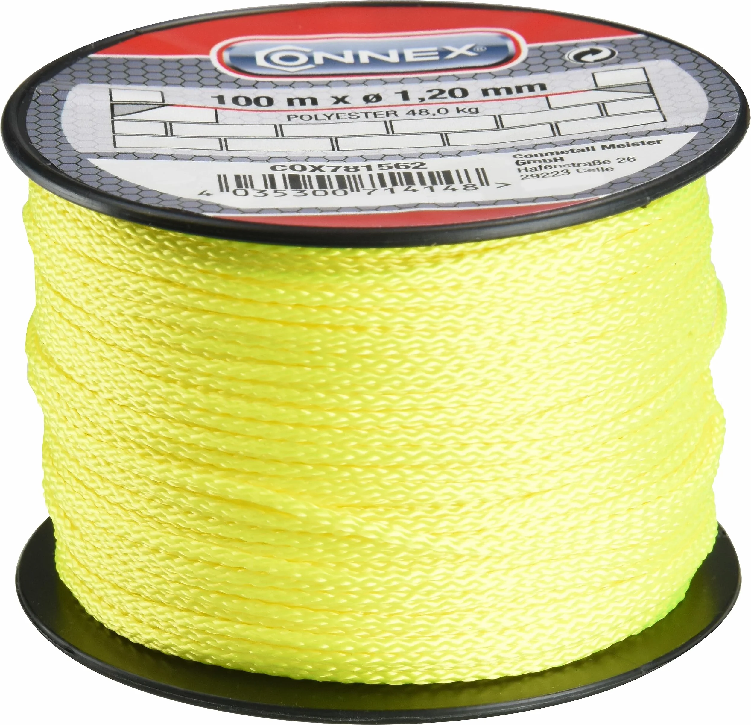 Connex COX781562 - Filo da muratore, 100 m, peso massimo: 45 kg, spessore: 1,2 mm colore: Giallo