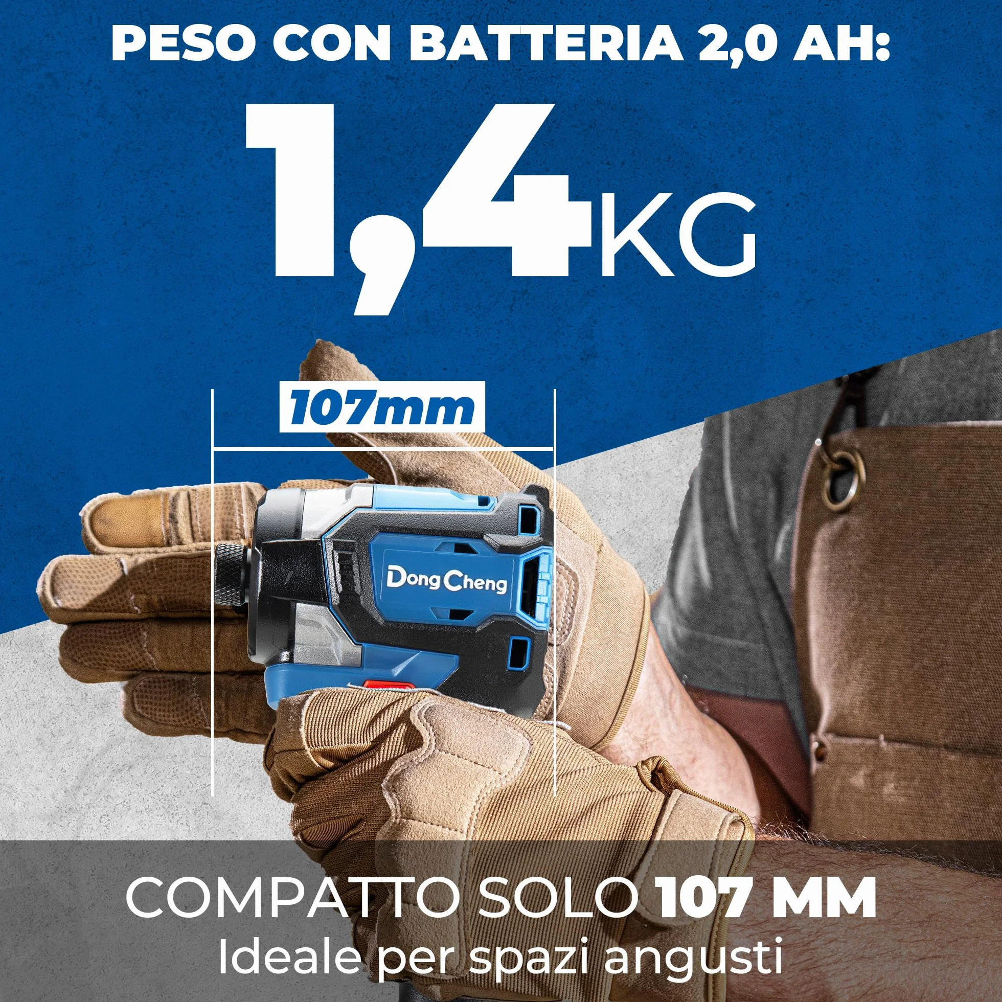 Avvitatore a impatto senza spazzole Dong Cheng 18V, Avvitatore a impatto a batteria 208Nm, Modalità autofilettante, 3200 giri/min, 4300 colpi/min, 3 velocità, con 2 * batterie 2,0 Ah