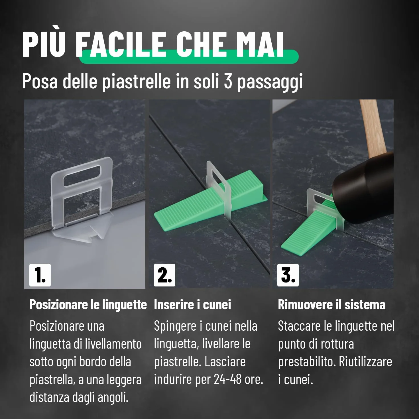 greate Sistema di Livellamento per piastrellisti da 1100 Pezzi 2mm - Set per la Posa delle Piastrelle con 1000 Clips e 100 Cunei - distanziatori per piastrelle 2 mm, livellatori per piastrelle