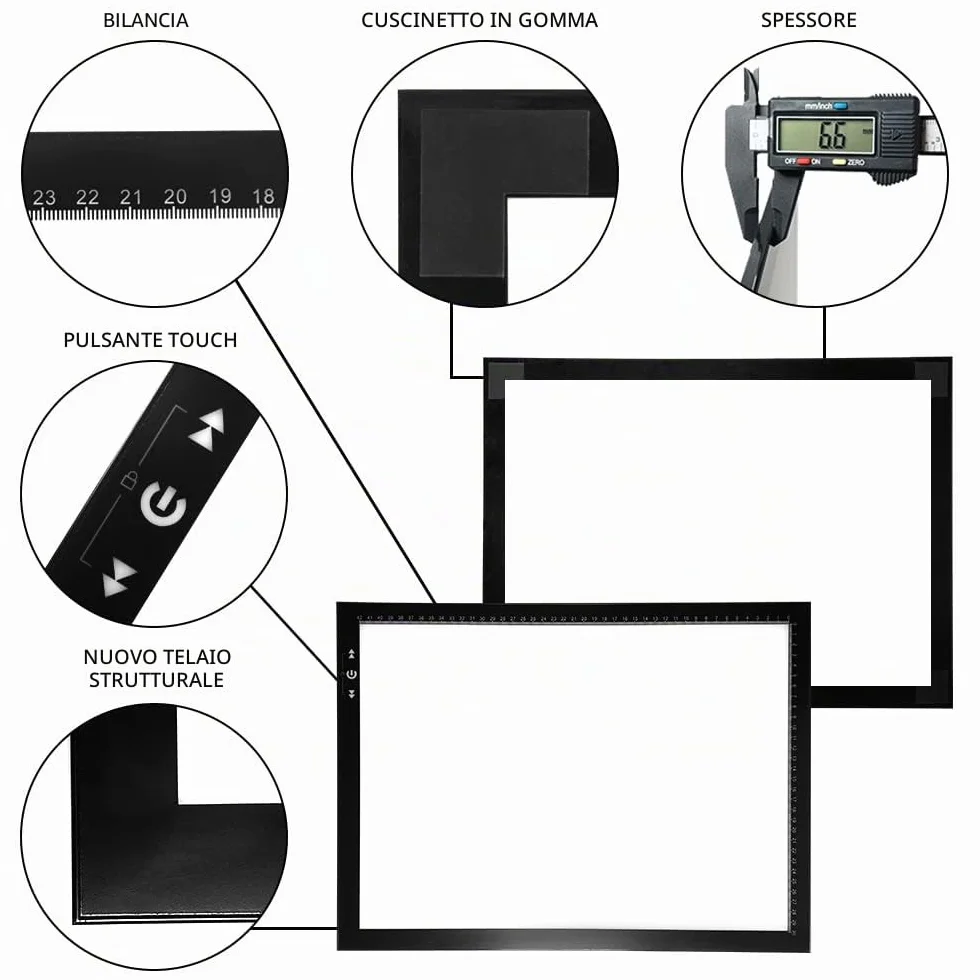 HSK A3 LED Artist tracing Light Box Copy Table, Adjustable High Brightness Light Pad for Tatto Drawing, Sketching, Animation,Diamond Painting Accessories