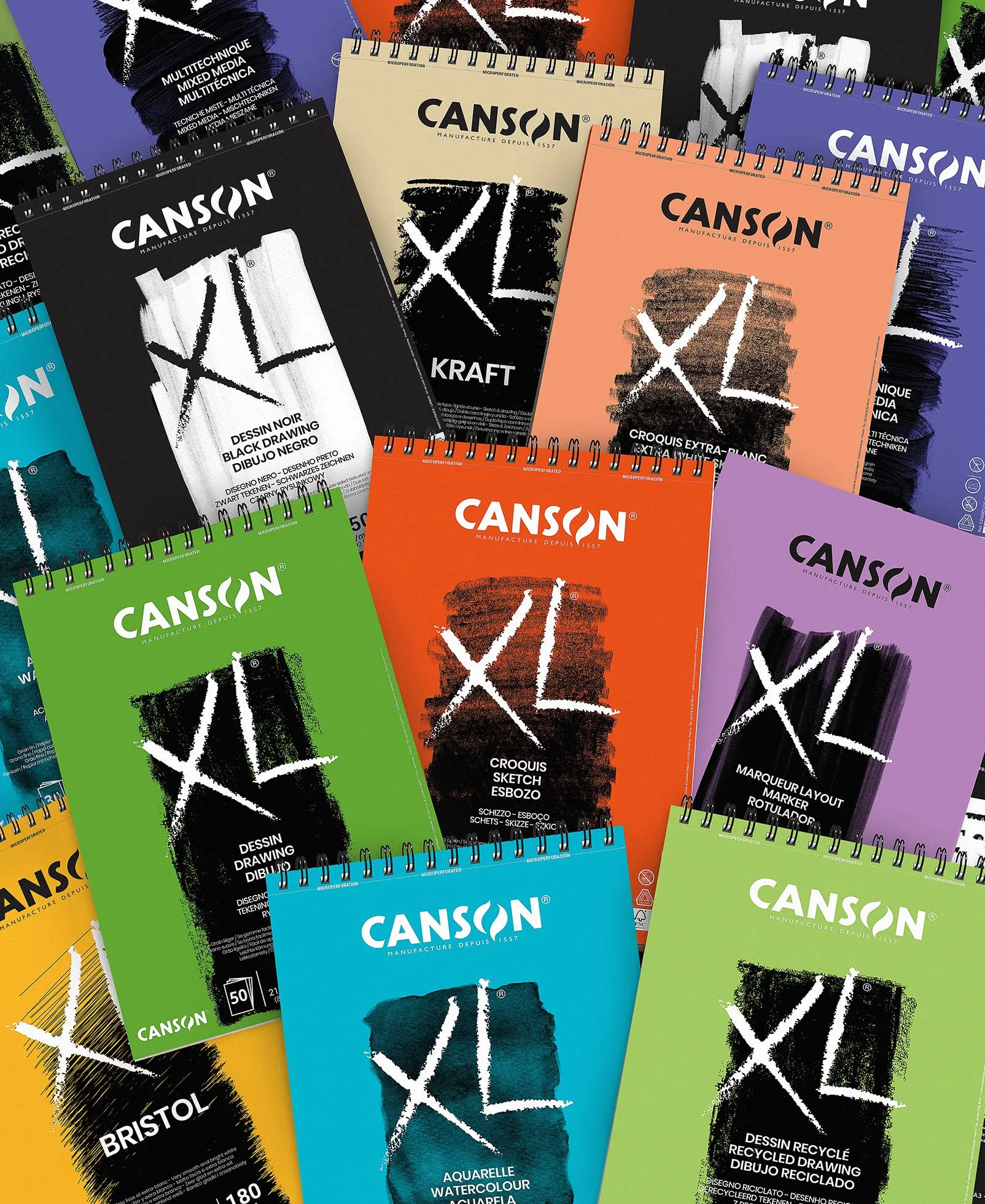 Canson XL Aquarelle album per tecniche umide, spiralato lato corto 300g/m, grana fine A4, 30 fogli