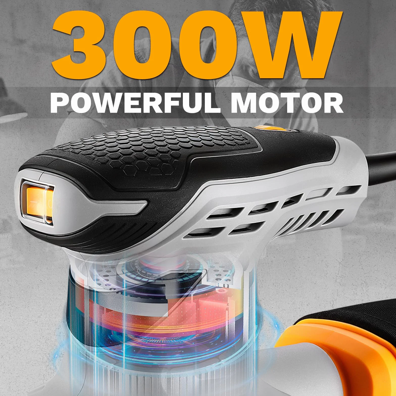 DEKOPRO Levigatrice orbitale 300 W 13000 giri/min 6 velocità 16 fogli abrasivi