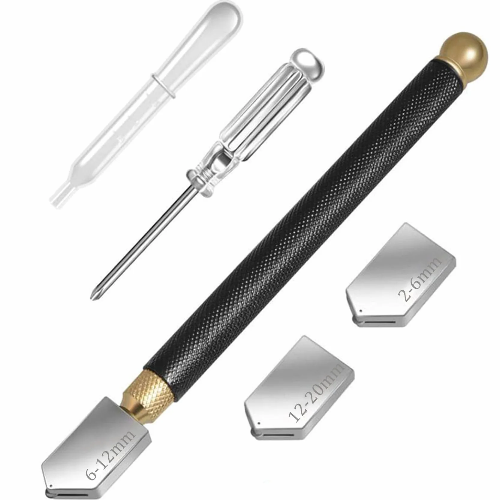 Tagliavetro Professionale con Olio da Taglio per Vetro, Testa da Taglio da 2 mm a 20 mm, per Specchio e Piastrelle in Mosaico di Vetro Spesso