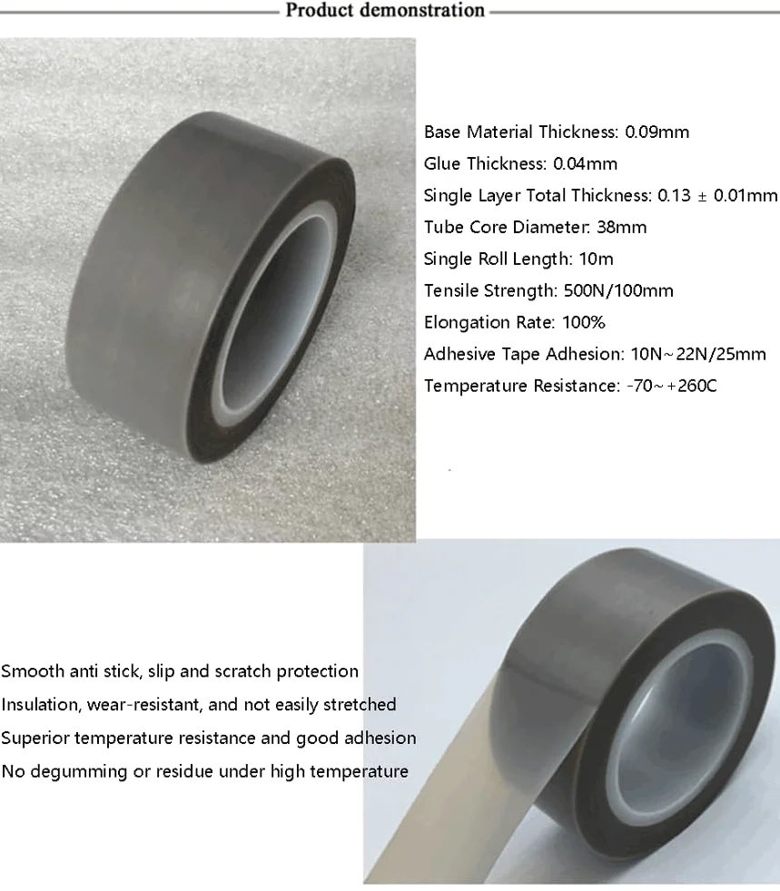 Nastro in PTFE per alte temperature, Nastro isolante in pellicola PTFE da 10 m, 0,13 mm, dimensioni multiple(100mm)