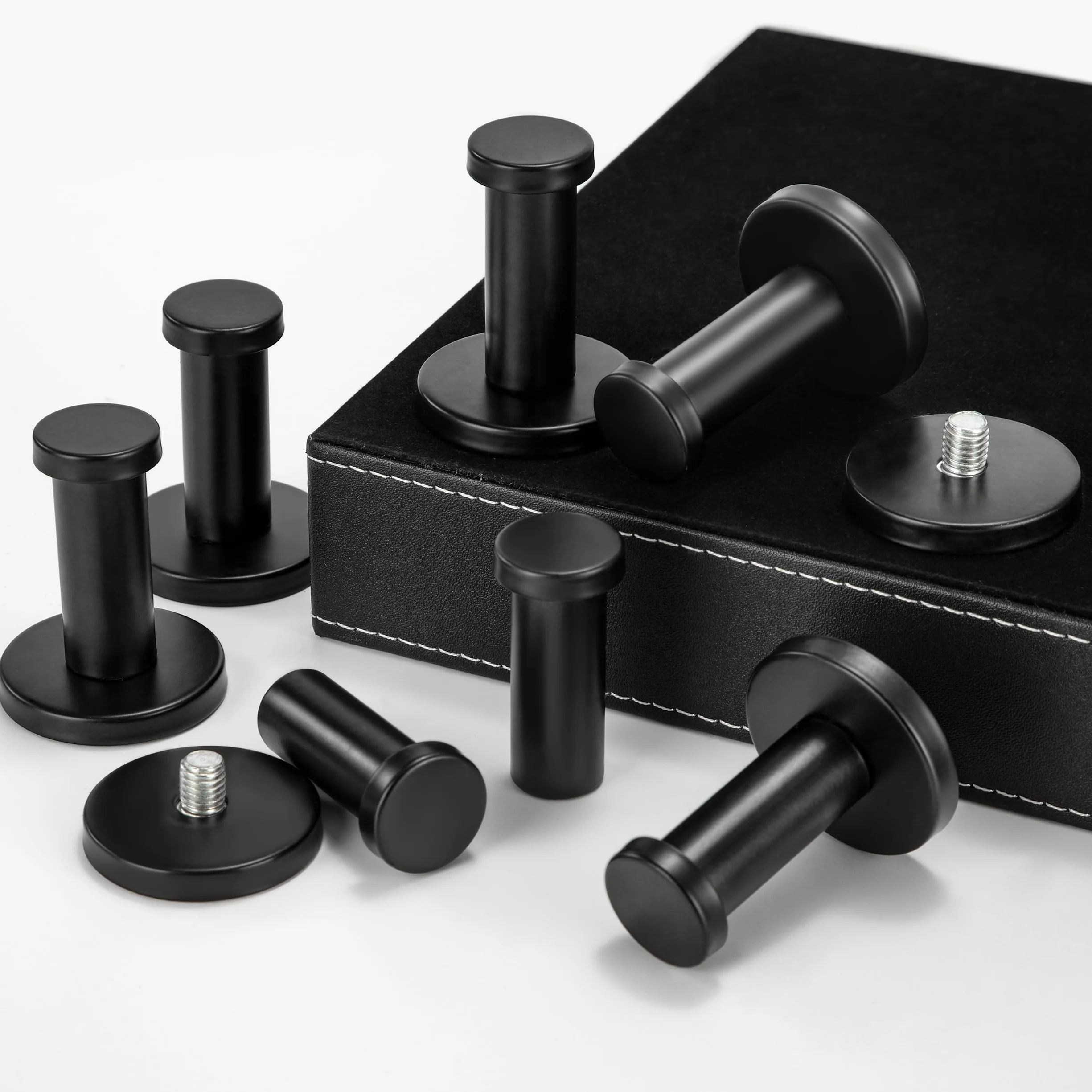 Appendiabiti da Parete in Acciaio Inox Nero 50mm 8 Pezzi Ganci per Cappotti