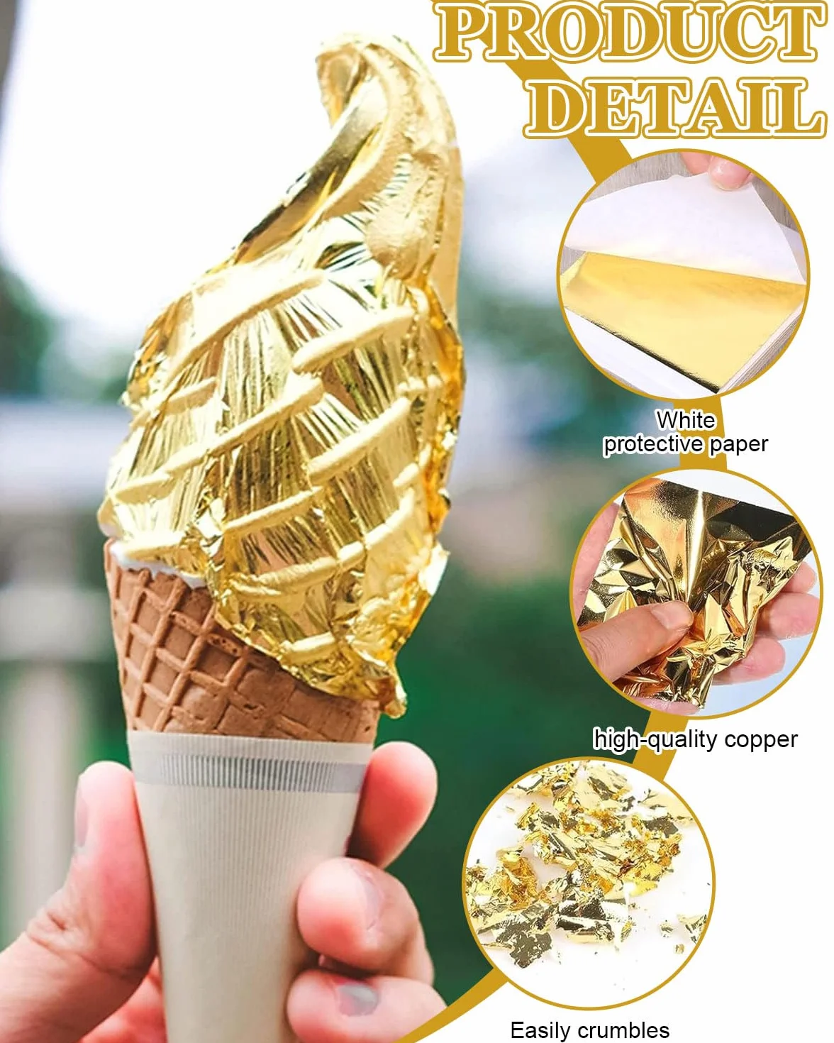 DAFNE 200 fogli di foglia d'oro, foglia d'oro artigianale, carta foglia d'or, adesivo, con pittura acrilica, artigianale, lamina d'oro artigianale, fai da te