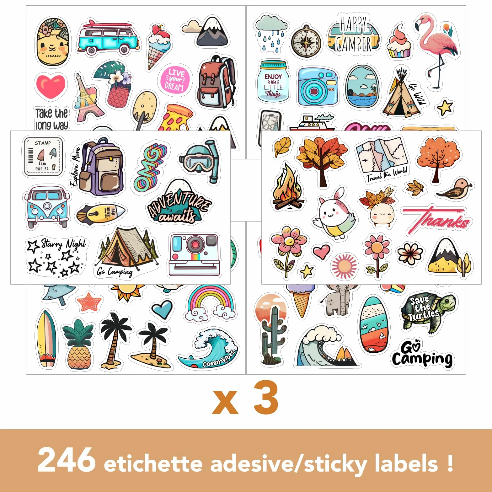 250 Adesivi Viaggi - Stickers Aesthetic per Diario di Viaggio da Compilare, Album scrapbooking, stickers journaling, adesivi per valigia da viaggio/sticker cute/sticker tenerini/diario viaggi