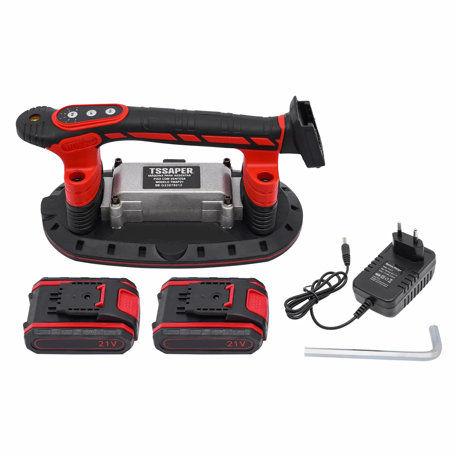 Vibratore per piastrelle a 6 velocità regolabile per piastrelle da 30 – 240 cm, dispositivo di vibrazione per piastrelle, per pavimenti e piastrelle, max. 13000 rpm, con 2 batterie