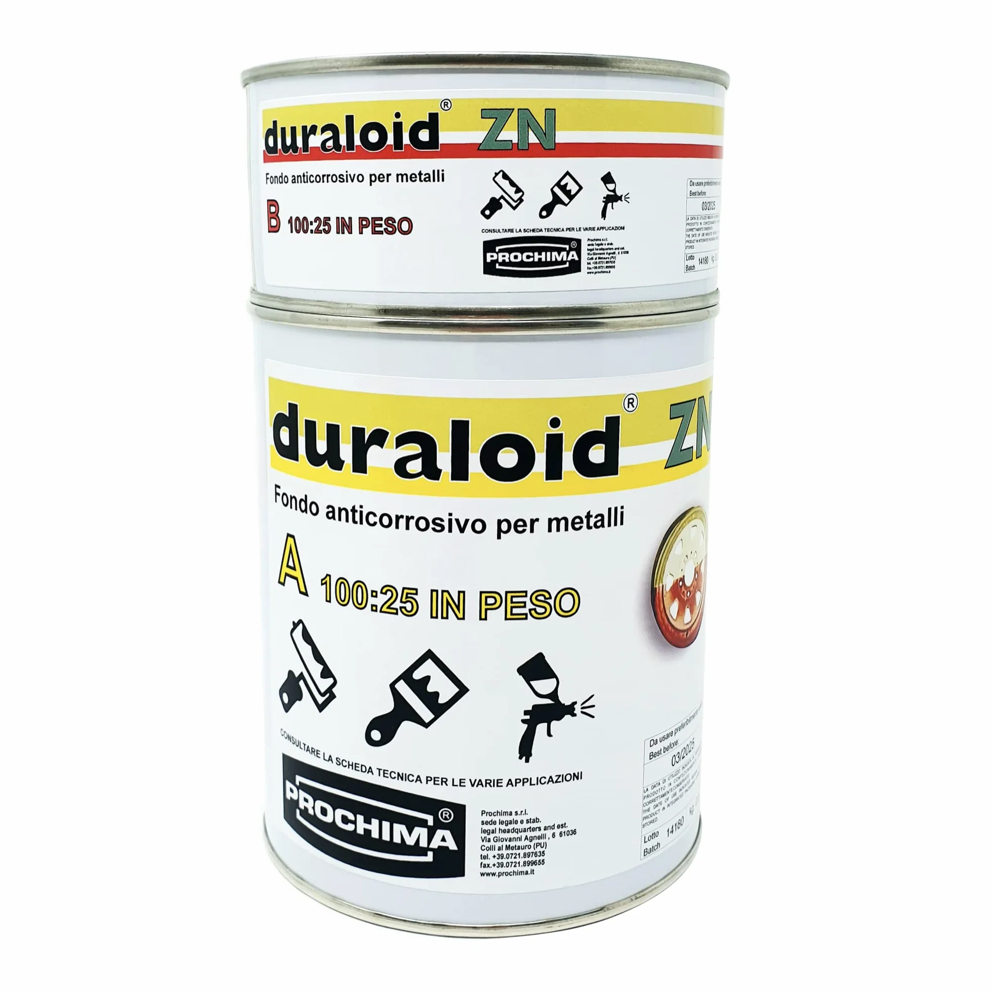PROCHIMA, Duraloid ZN Verde, Fondo Epossidico Bicomponente a Solvente, Ideale come Strato di Fondo Antiossidante (antiruggine), Prodotto Efficace anche Come Protezione dell'Acciaio Sabbiato, 1kg