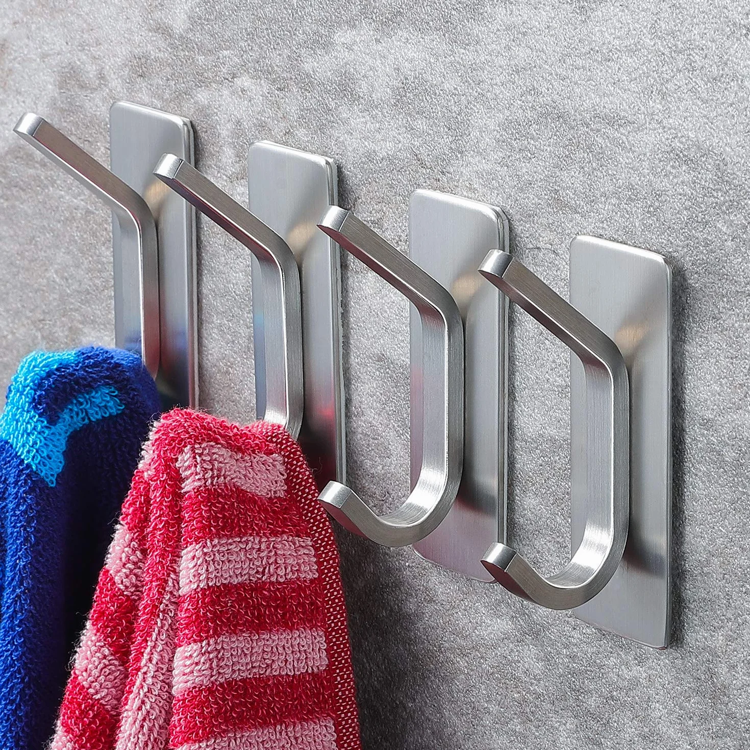 ZUNTO 4 Pezzi Ganci Appendiabiti Adesivi Portasciugamani da Parete Porta Ganci Acciaio Inox Ganci per Bagno e Cucina