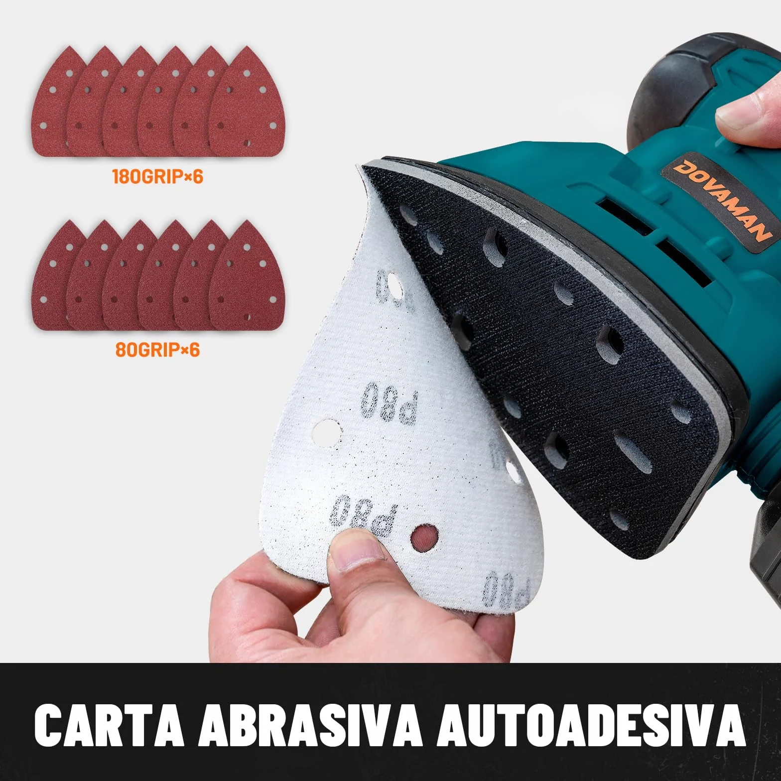 DOVAMAN DLS03A Levigatrice di Precisione 130W 12000RPM Carta Vetrata Adesiva Raccolta Polvere Bassa Vibrazione per Legno Acciaio