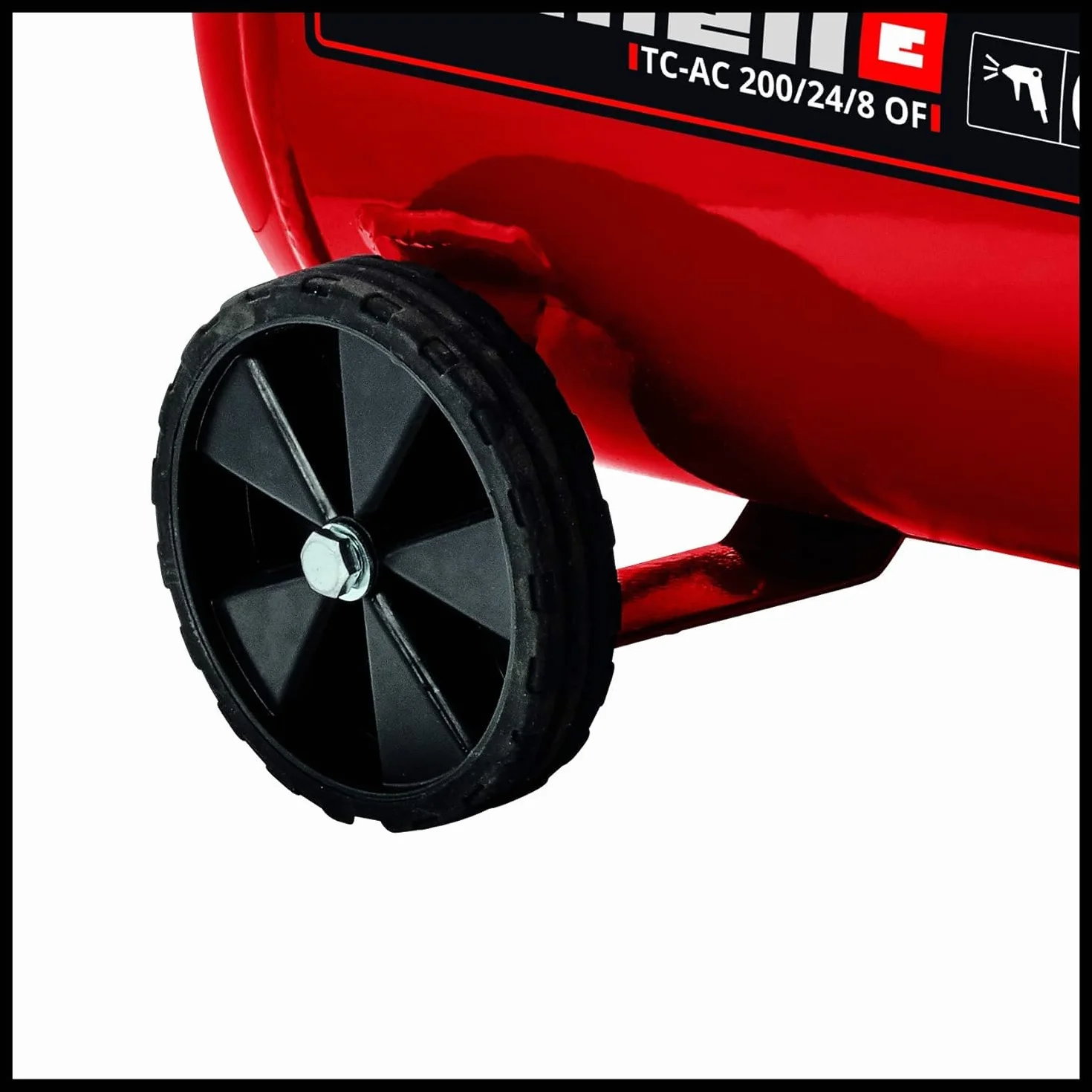 Einhell TC-AC 200/24/8 OF Compressore (220-240 V, 50 Hz, 1200 W (220-240 V, 1200 W, serbatoio aria 24l, max 8 bar, aria max 110 l/min., cilindri 1,autolubrificato -no olio,carrelato, inc. 1 manometro)