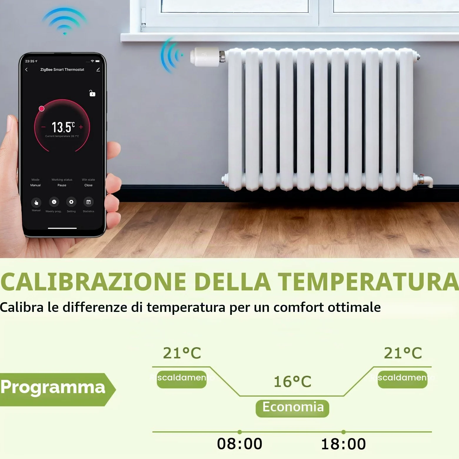 Termostatica Intelligente, Termostato da Radiatore | Valvola Termostatica WiFi, Termostatica per Termosifoni Riscaldamento con App, Compatibile con Alexa/Google Assistant