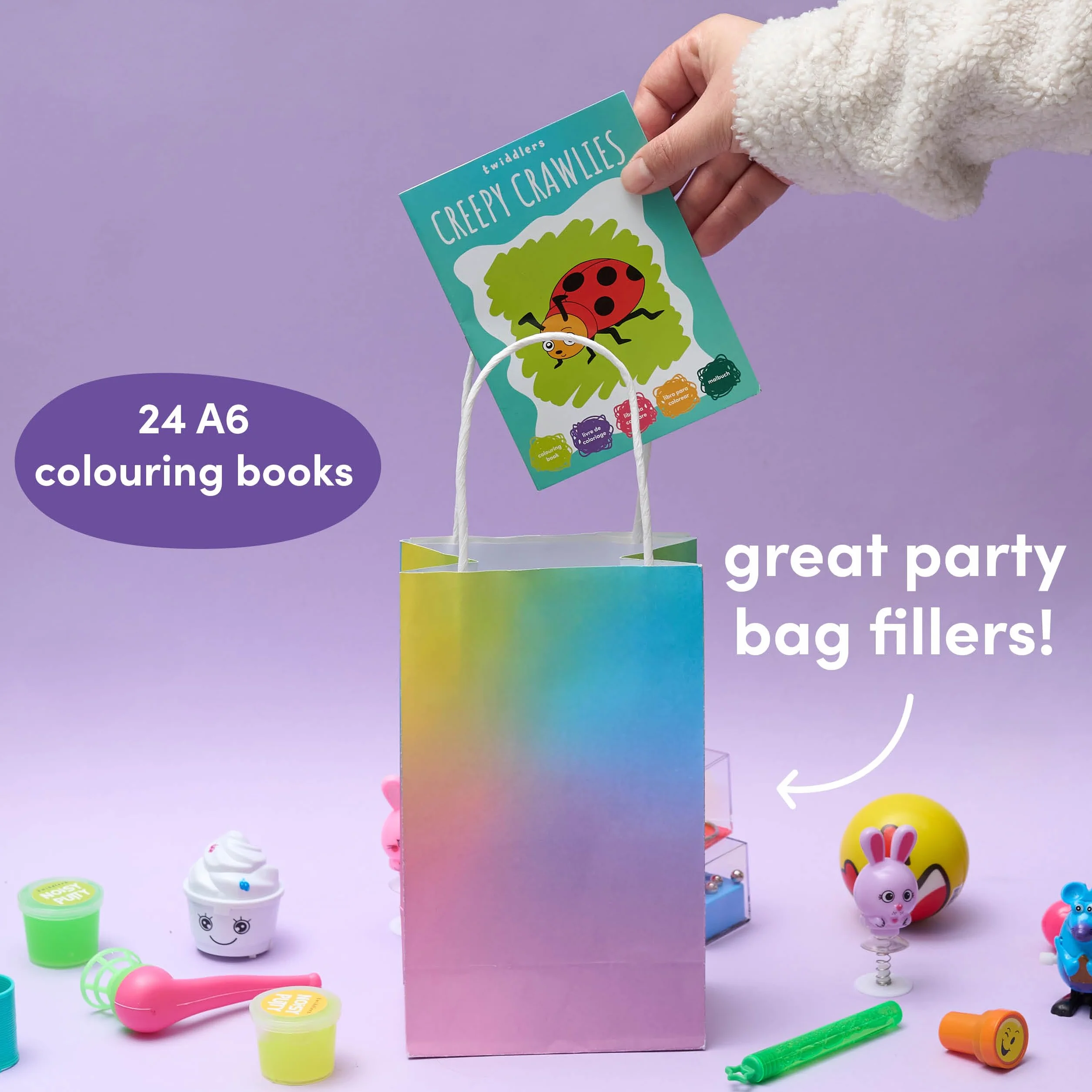 THE TWIDDLERS 24 Mini Libri da Colorare per Bambini A6, Disegni di Animali, Set Regalo Attività Artistiche