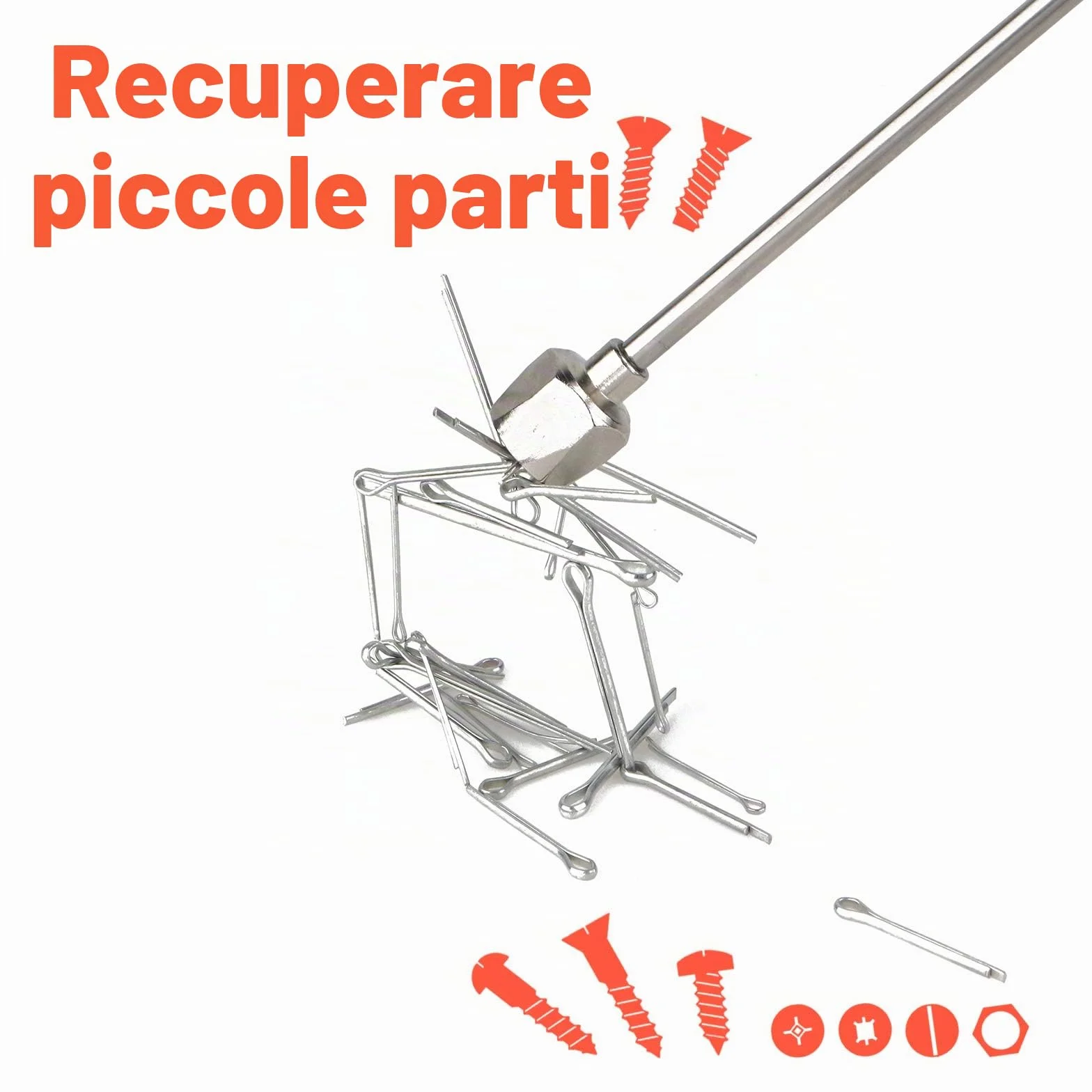 Strumento Magnetico per Pickup - 16 LB Bastone Telescopico in Acciaio Inossidabile Estende da 18 cm a 80 cm, Strumento di Raccolta Magnetico Telescopico per Recupero di Oggetti Metallici
