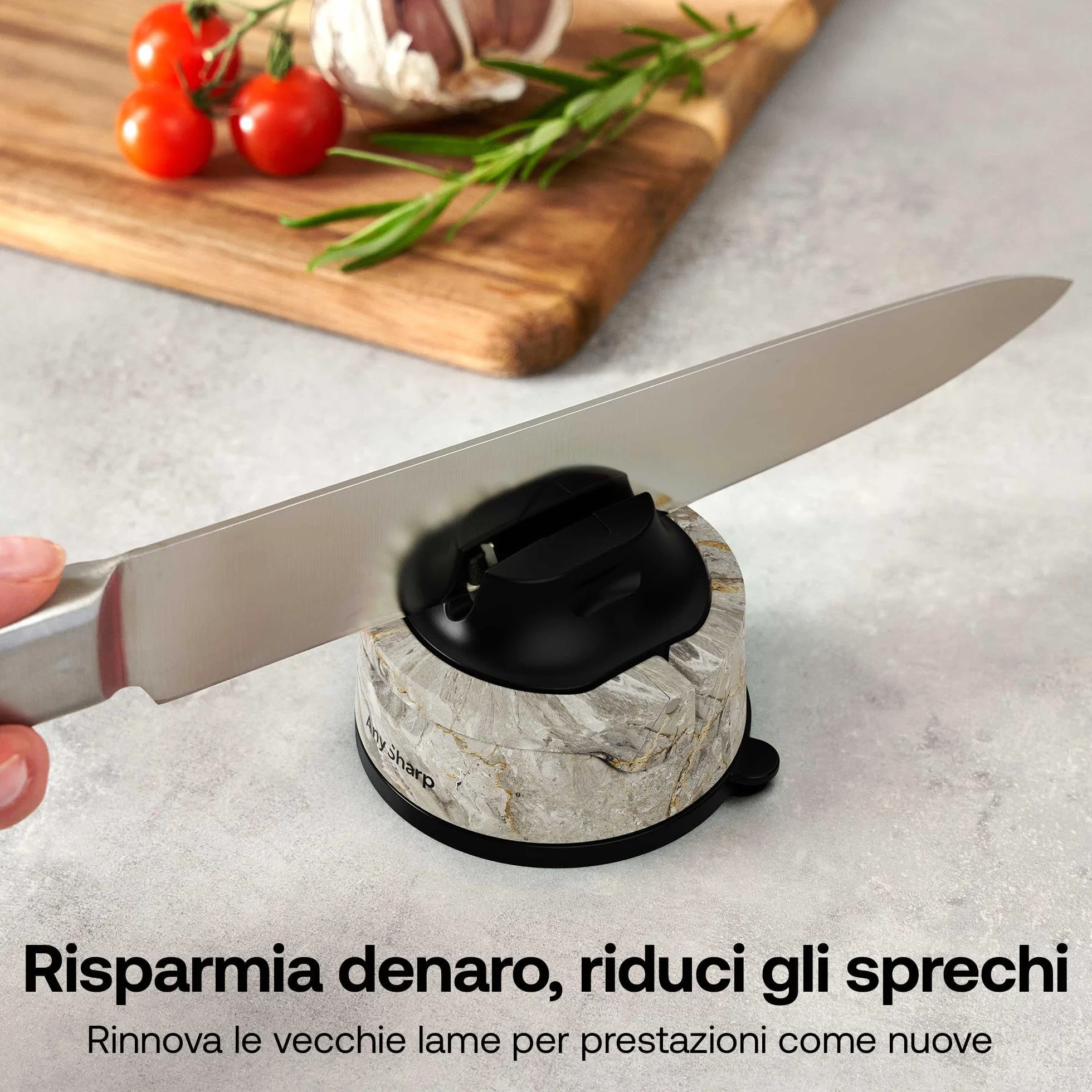 AnySharp Evo Affilacoltelli PowerGrip Suzione Acciaio Temperato Dentati