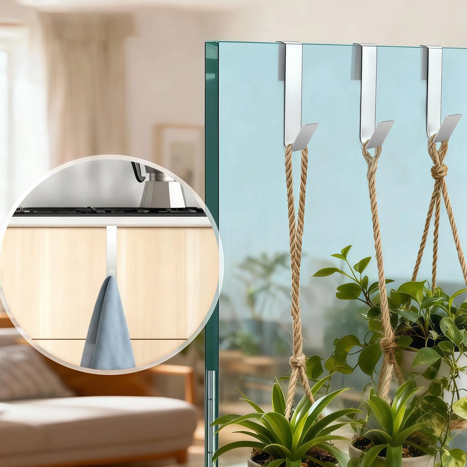 Ganci Doccia 4 Pezzi in Acciaio Inox - Porta Accappatoio per Vetro fino a 13mm, Antiscivolo, Resistente