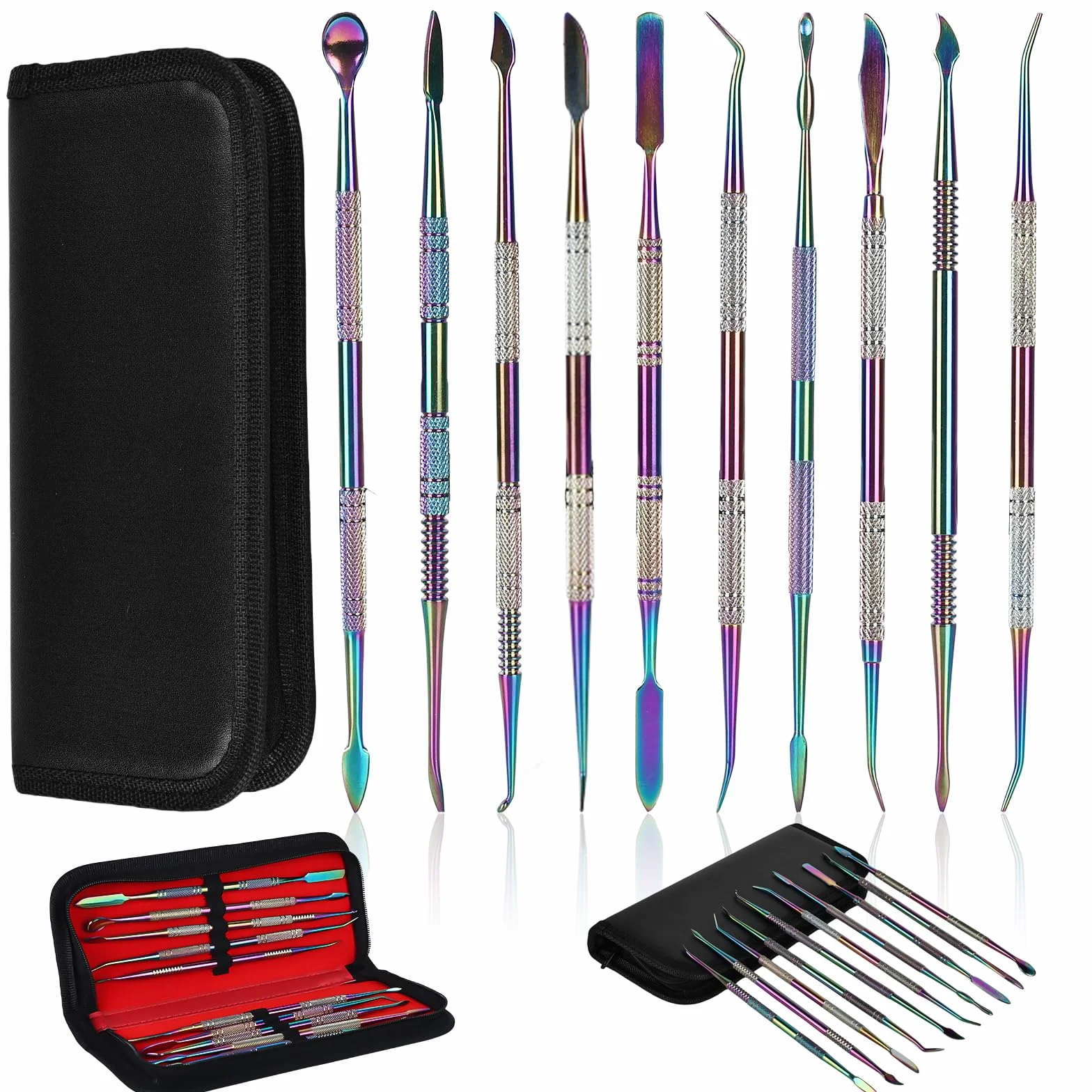 Nizirioo Set di attrezzi per modellare, strumenti per intagliare la cera, 10 pezzi, set di strumenti per ceramica in acciaio inox con borsa per il trasporto, strumento per argilla, strumento per