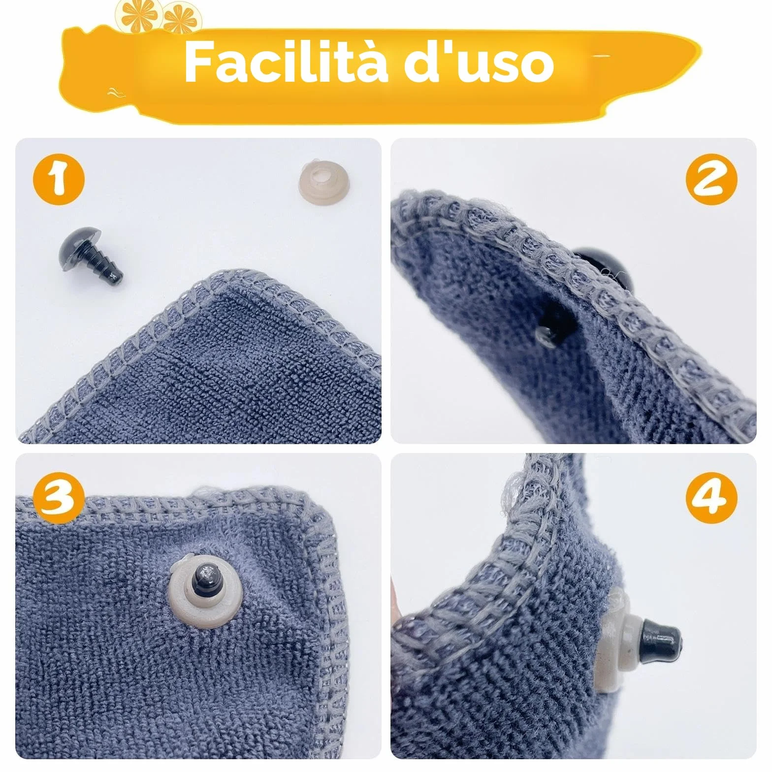 Occhi di Sicurezza 142 Pezzi - Occhi a Bottone in Plastica per Bambole, Peluche e Orsacchiotti, Fai da Te, 6-12 mm