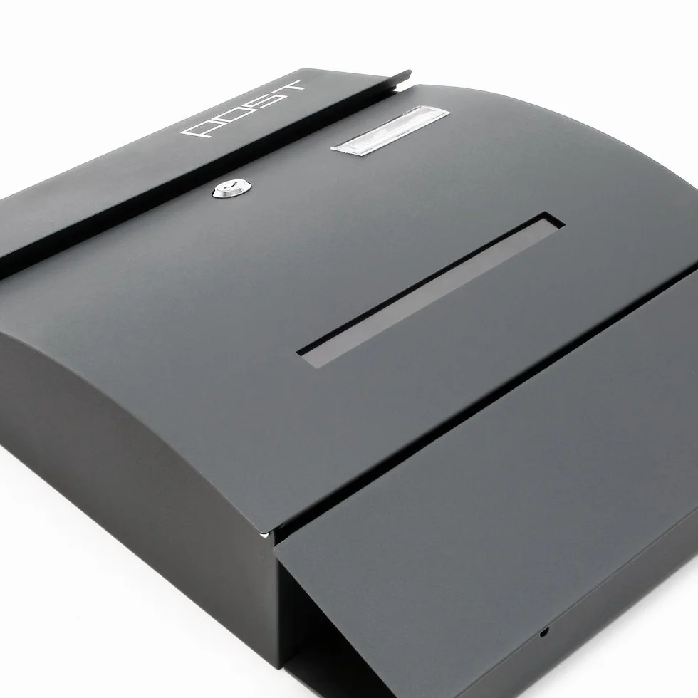 Wiltec Cassetta postale con portagiornale V4 antracite 350 x 95 x 445 mm con vetrino nome