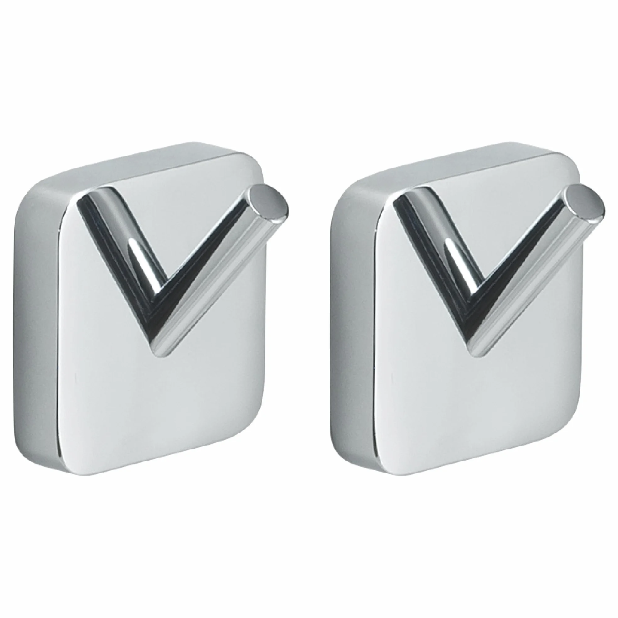 Gedy Tonga 2 Ganci Appendiabiti Bagno da Muro, Acciaio Inox Cromato, Fissaggio Viti o Adesivo