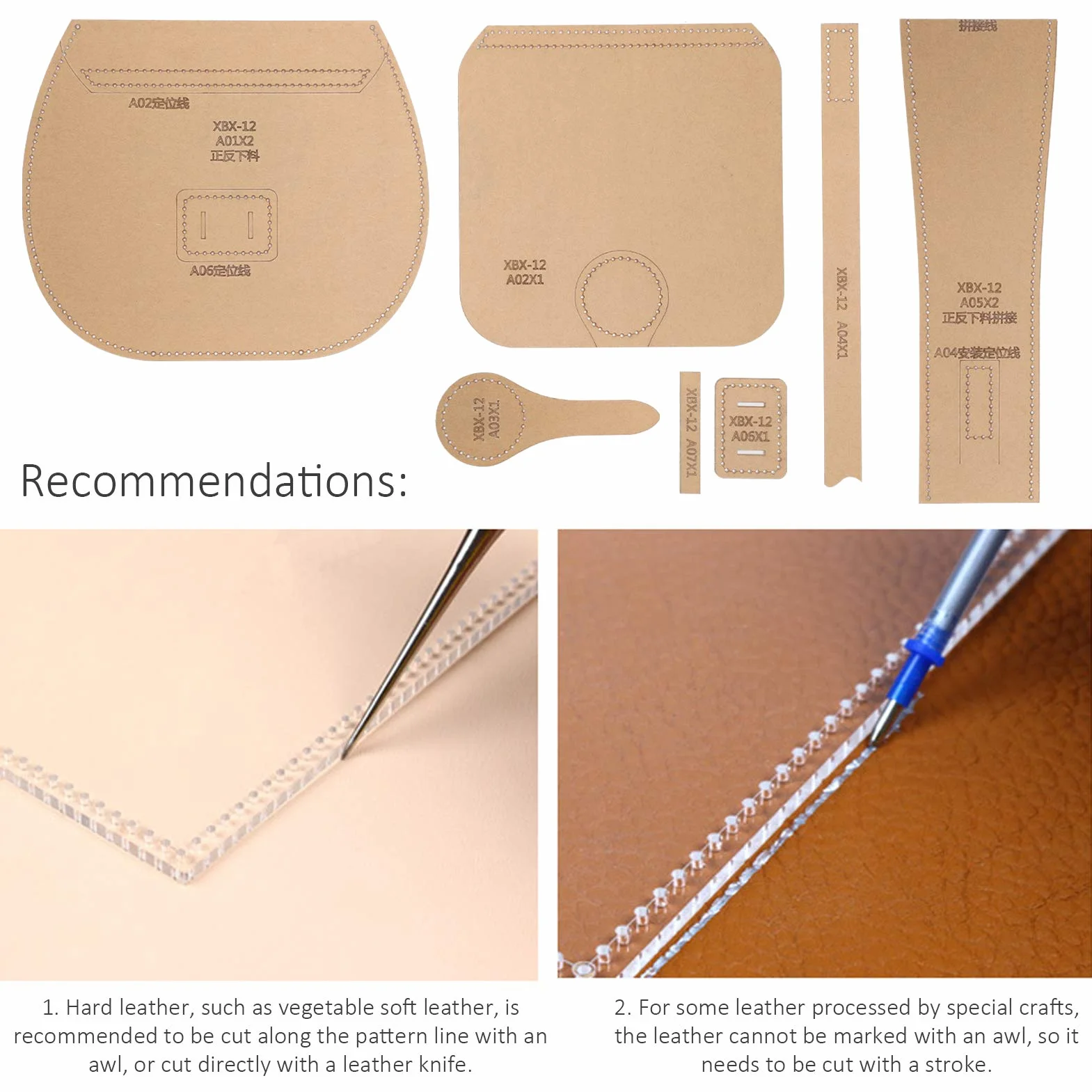 Modello Acrilico Stampo Modello Artigianale in Pelle di per Borsa a Tracolla, Borsa a Tracolla Creazione di Forniture Fai-da-te con Modello Modello Trasparente per