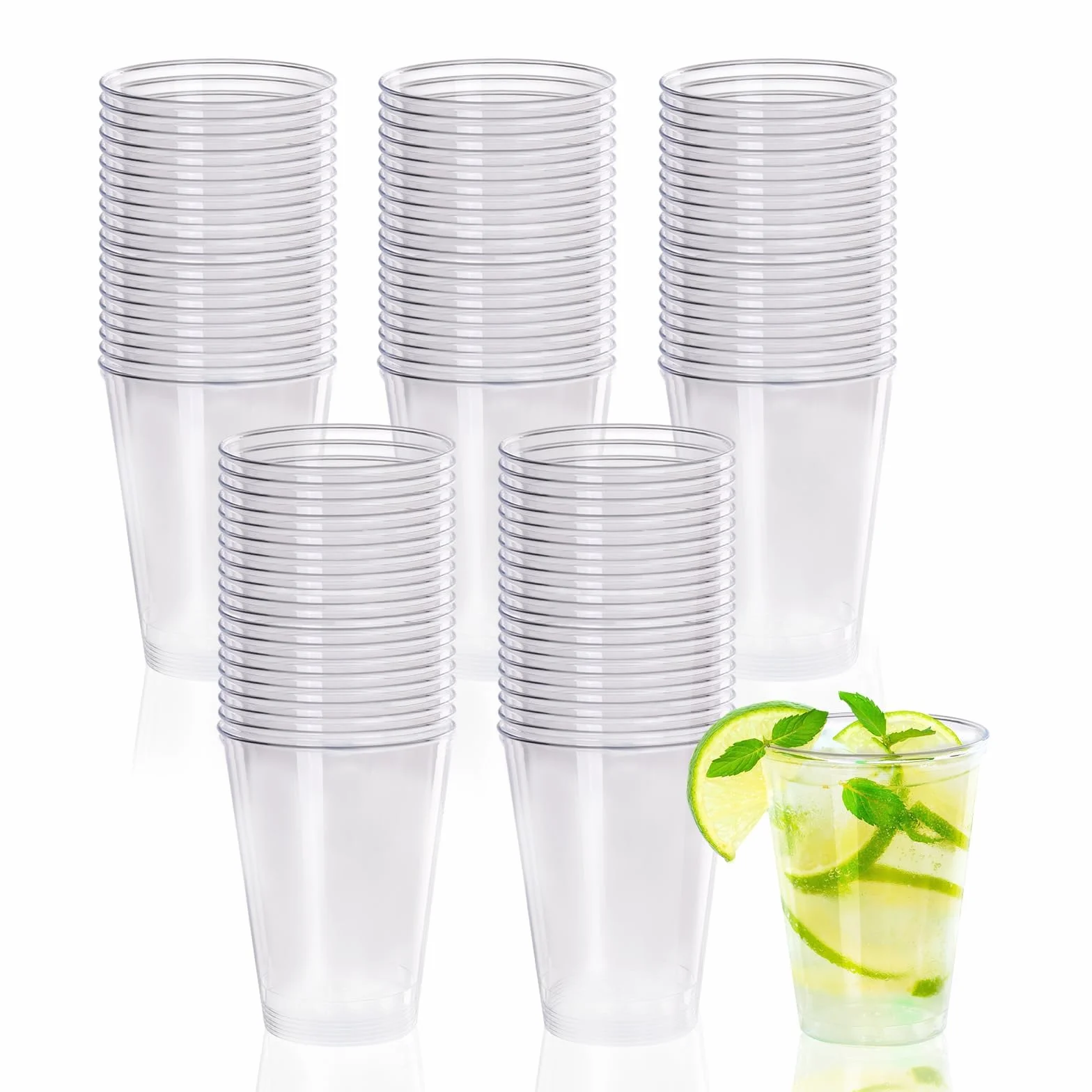 Gucass 100 Bicchieri Plastica Rigida Trasparenti 240ml, Bicchieri da Cocktail per Acqua Bevande