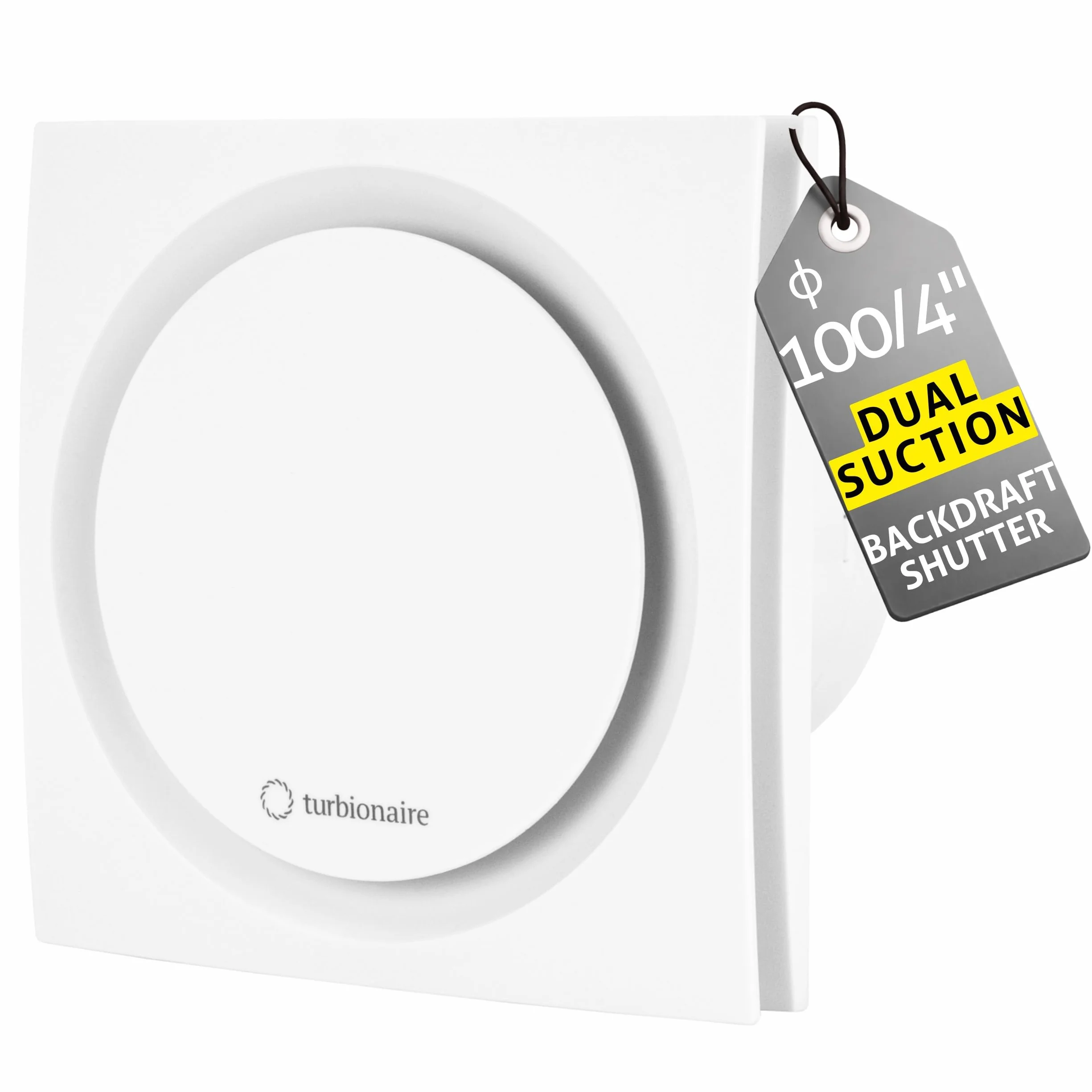 Turbionaire RING 100 SW Aspiratore da bagno, Doppia Aspirazione Perimetrale e Frontale, 100 mm, Bianco, Valvola di Non Ritorno, Protezione IPX4, contro umidità e muffa