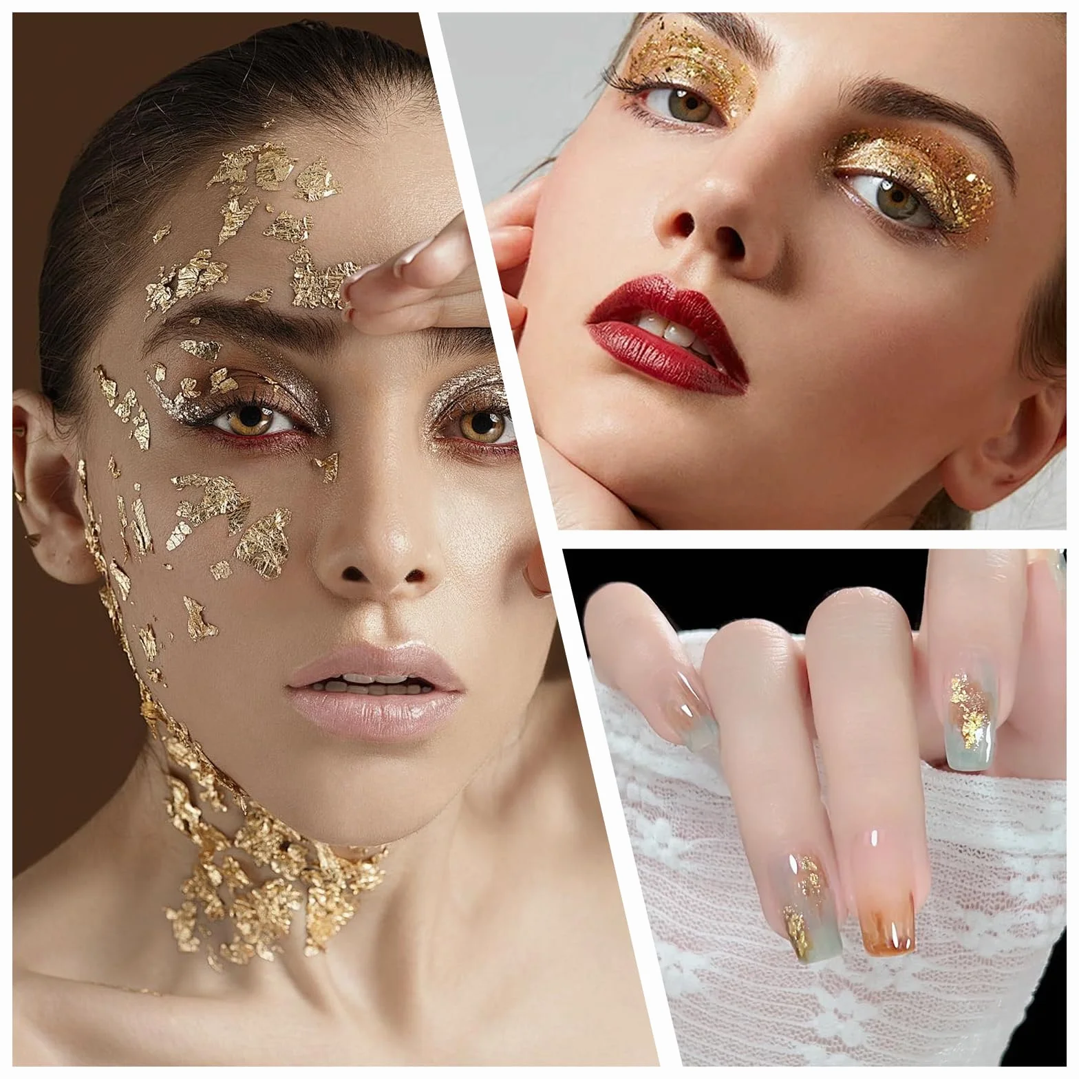 300 Pezzi Foglia Oro Imitazione Decorazione, 8 x 8,5 cm Fogli di Alluminio Dorati, Foglia D'oro Lamina D'oro Oro Rosa Argento, Foglie Imitazione con Pinzette, Ideali per Artigianato, Nail Art, Pittura