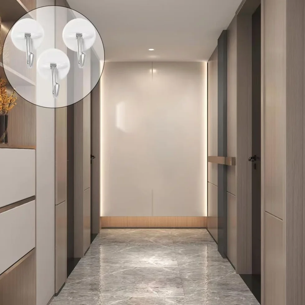 Aeuezxx Ganci Adesivi, 6 Pezzi Gancio Autoadesivo, Gancio Adesivo a Parete, Gancio per Asciugamani, Gancio Multiuso, per Bagno, Cucina, Parete, Porta